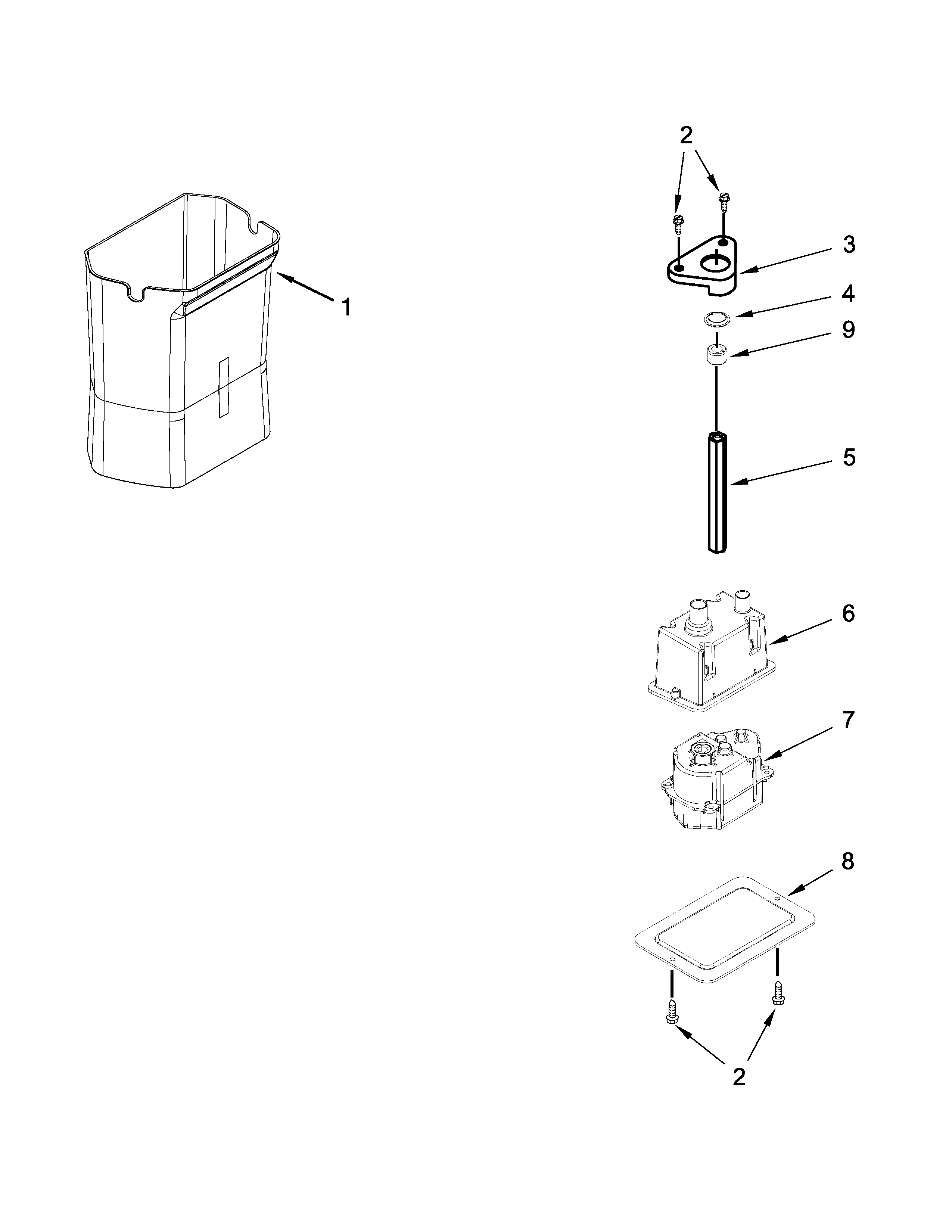 MOTOR AND ICE CONTAINER PARTS