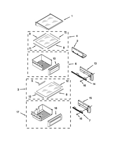 Refrigerator shelf parts
