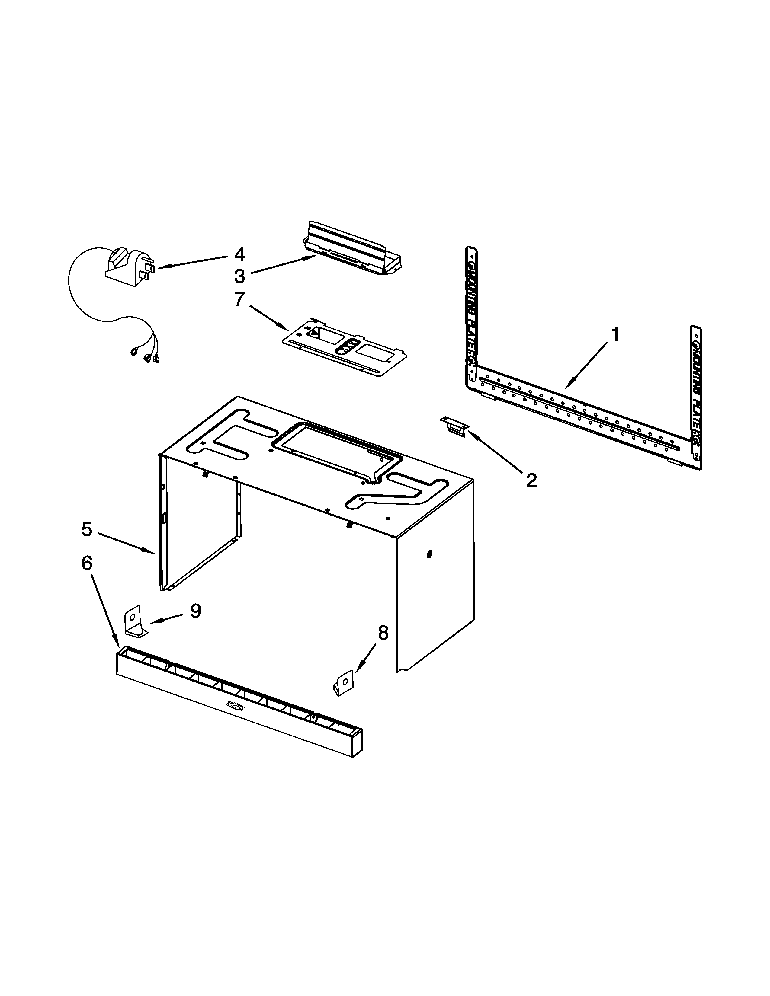 Cabinet and installation parts