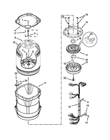 Motor, basket and tub parts