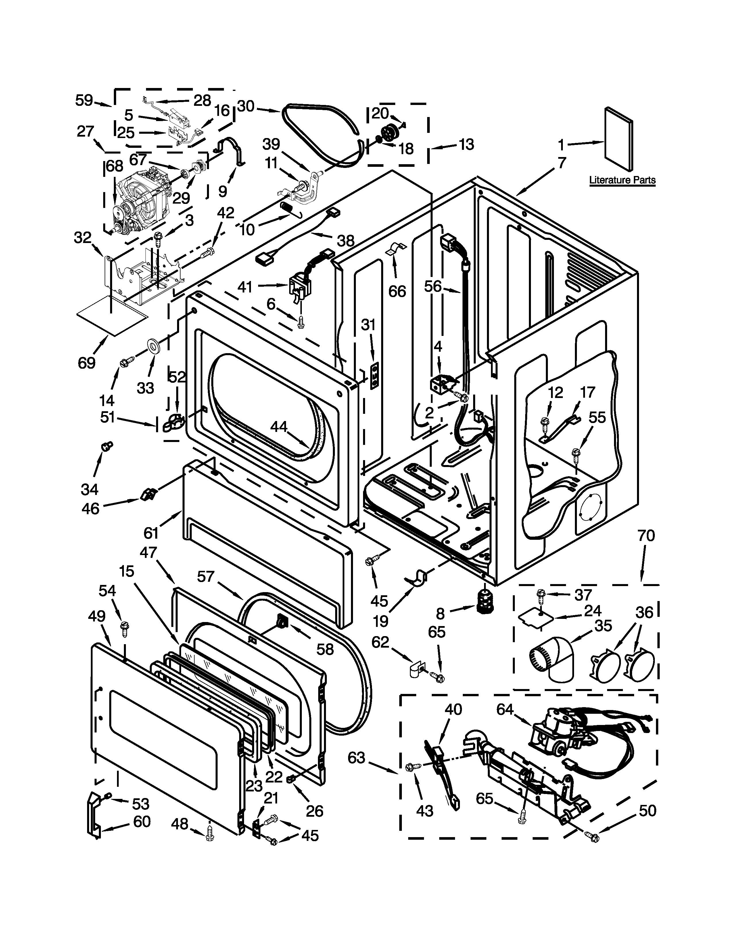 Lower cabinet and front panel parts