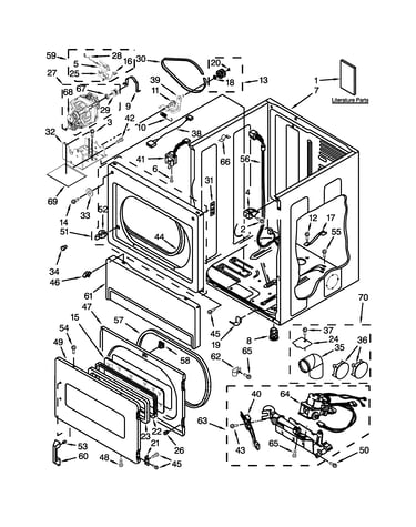 Lower cabinet and front panel parts