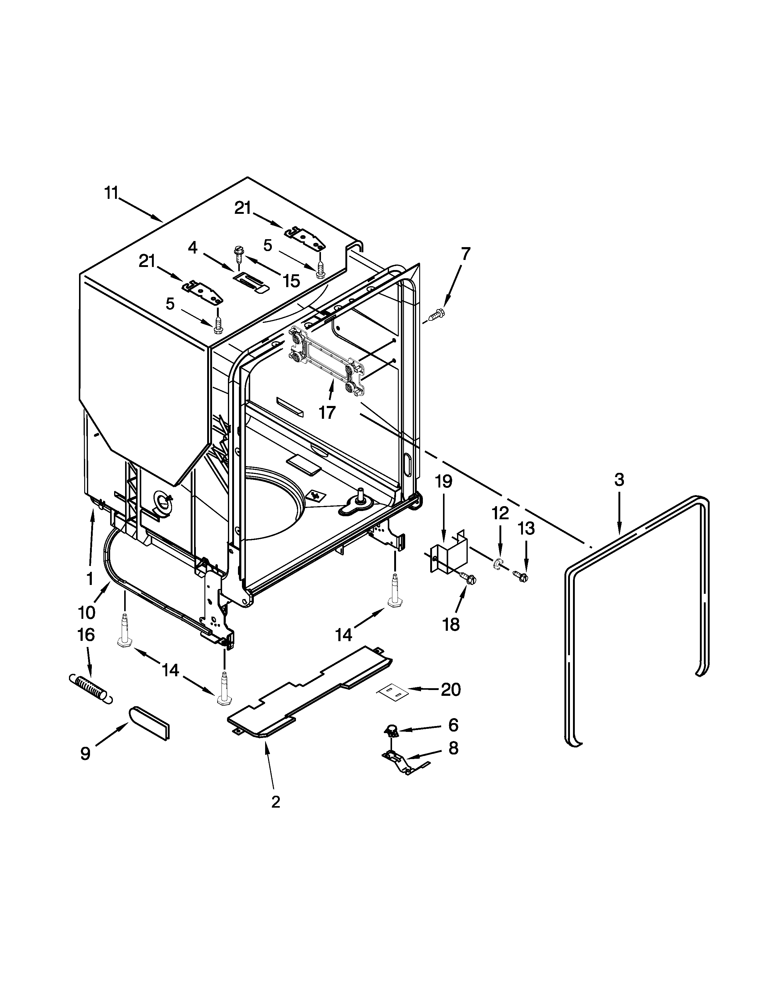 Tub and frame parts