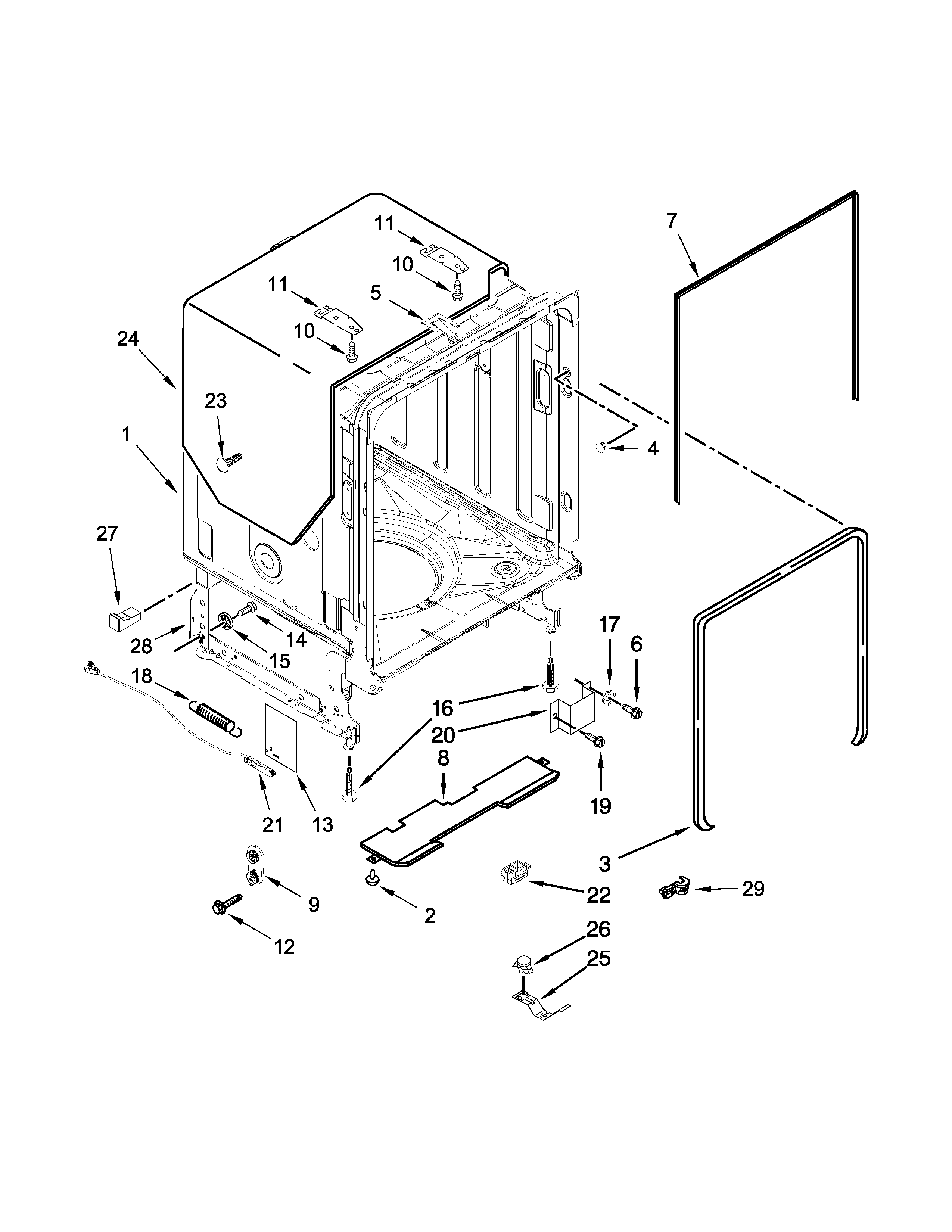 TUB AND FRAME PARTS