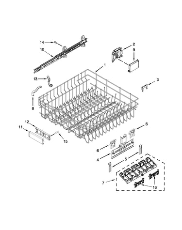Upper rack and track parts