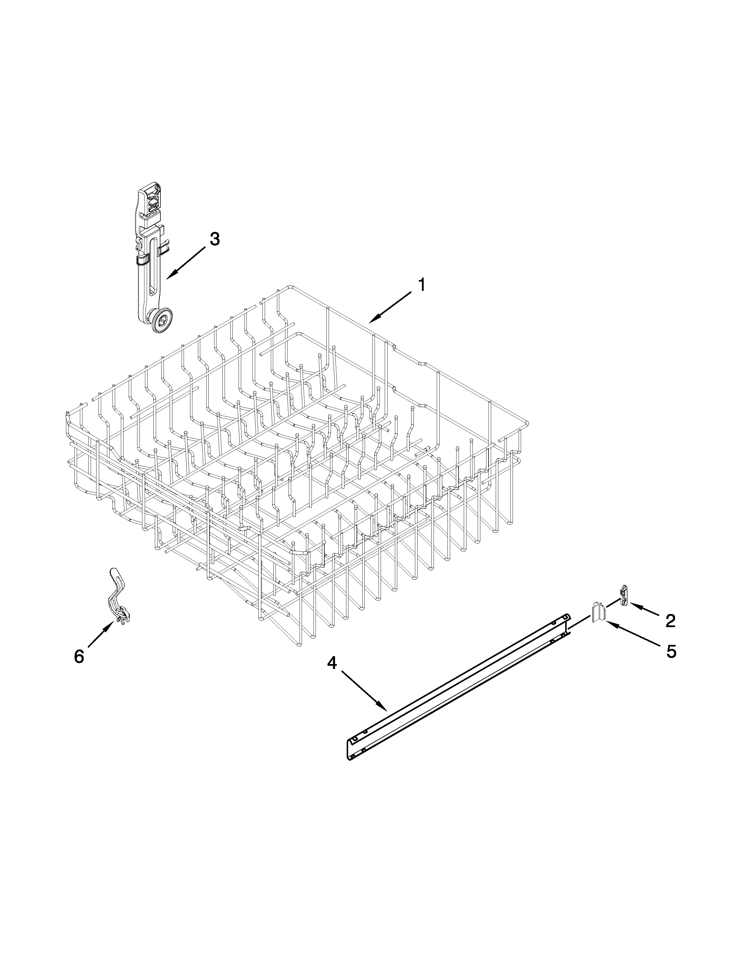Upper rack and track parts