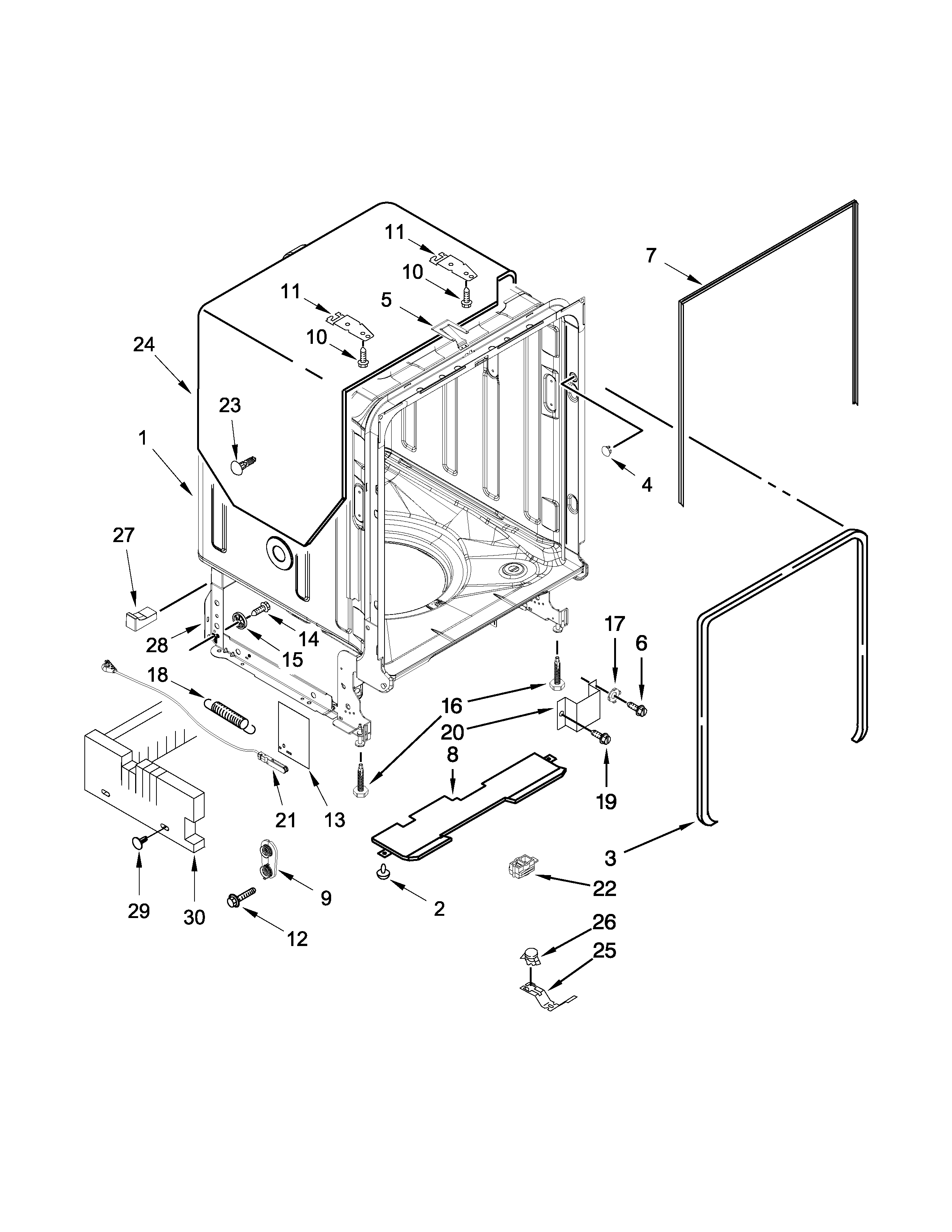 TUB AND FRAME PARTS