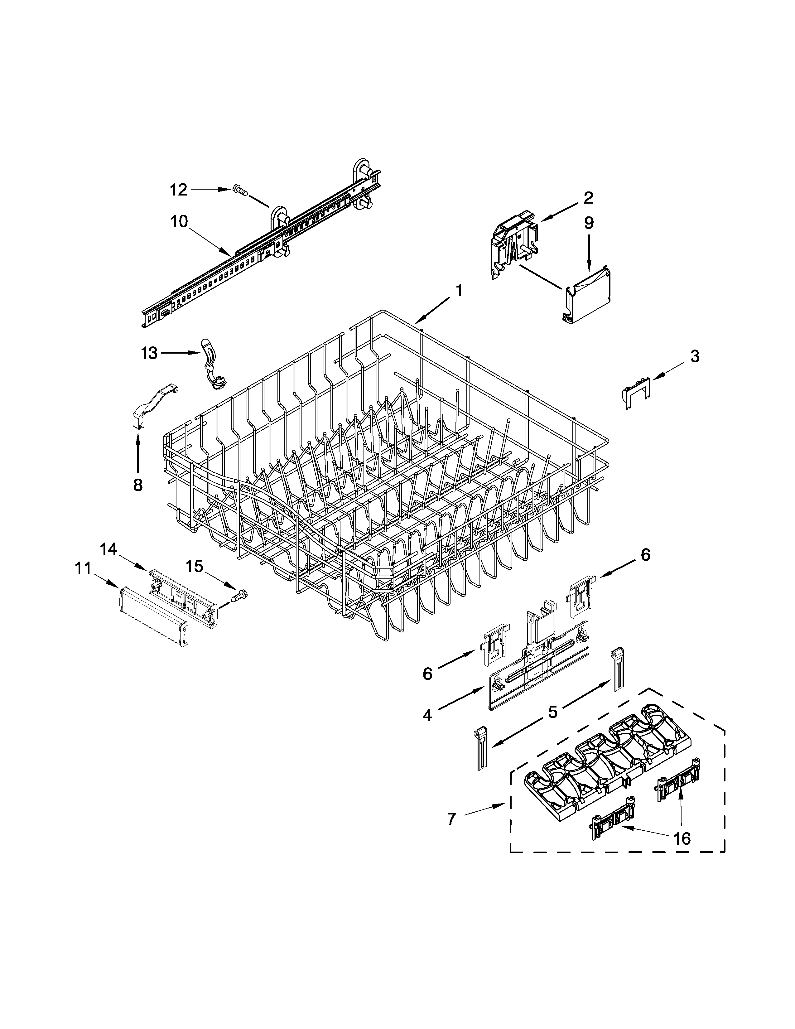 UPPER RACK AND TRACK PARTS