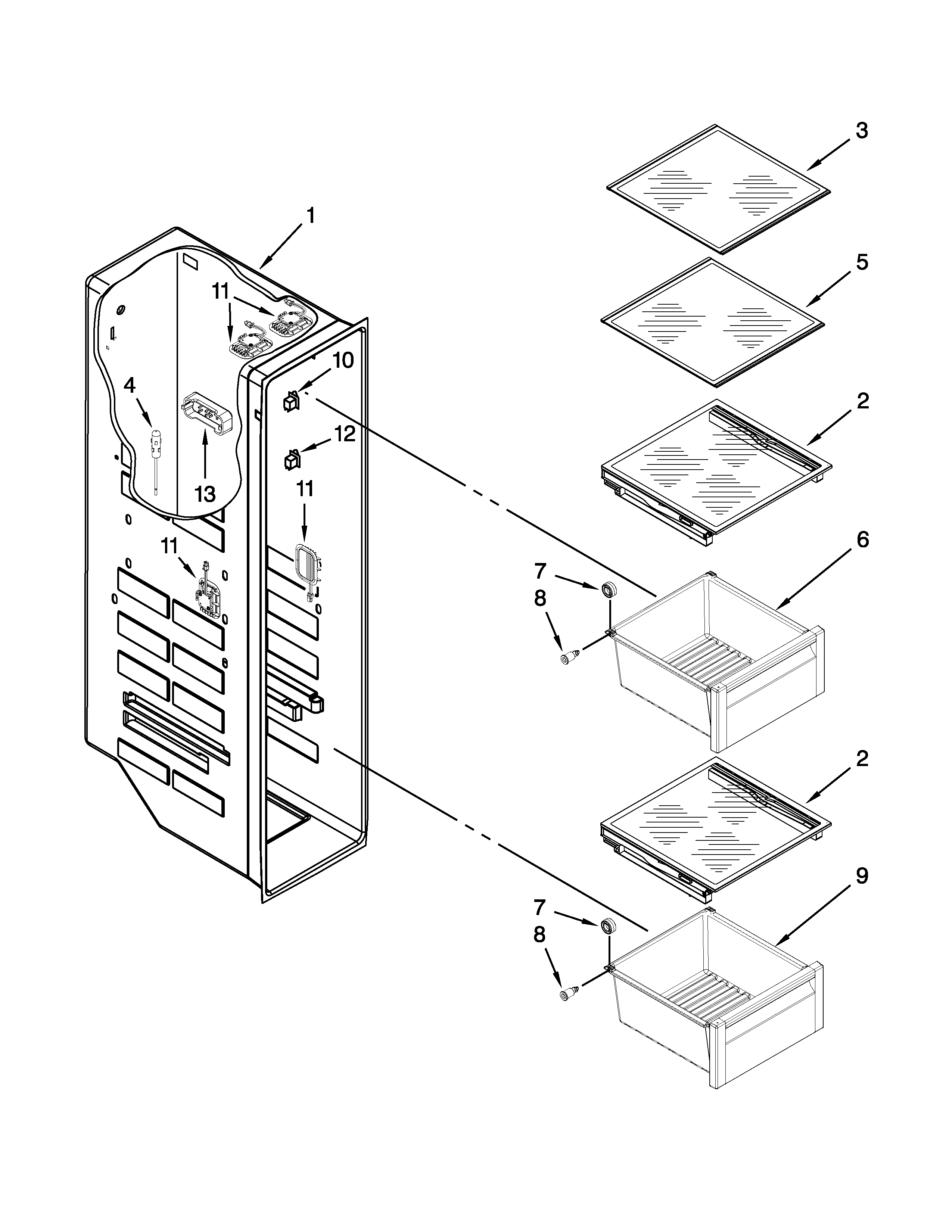 Freezer liner parts