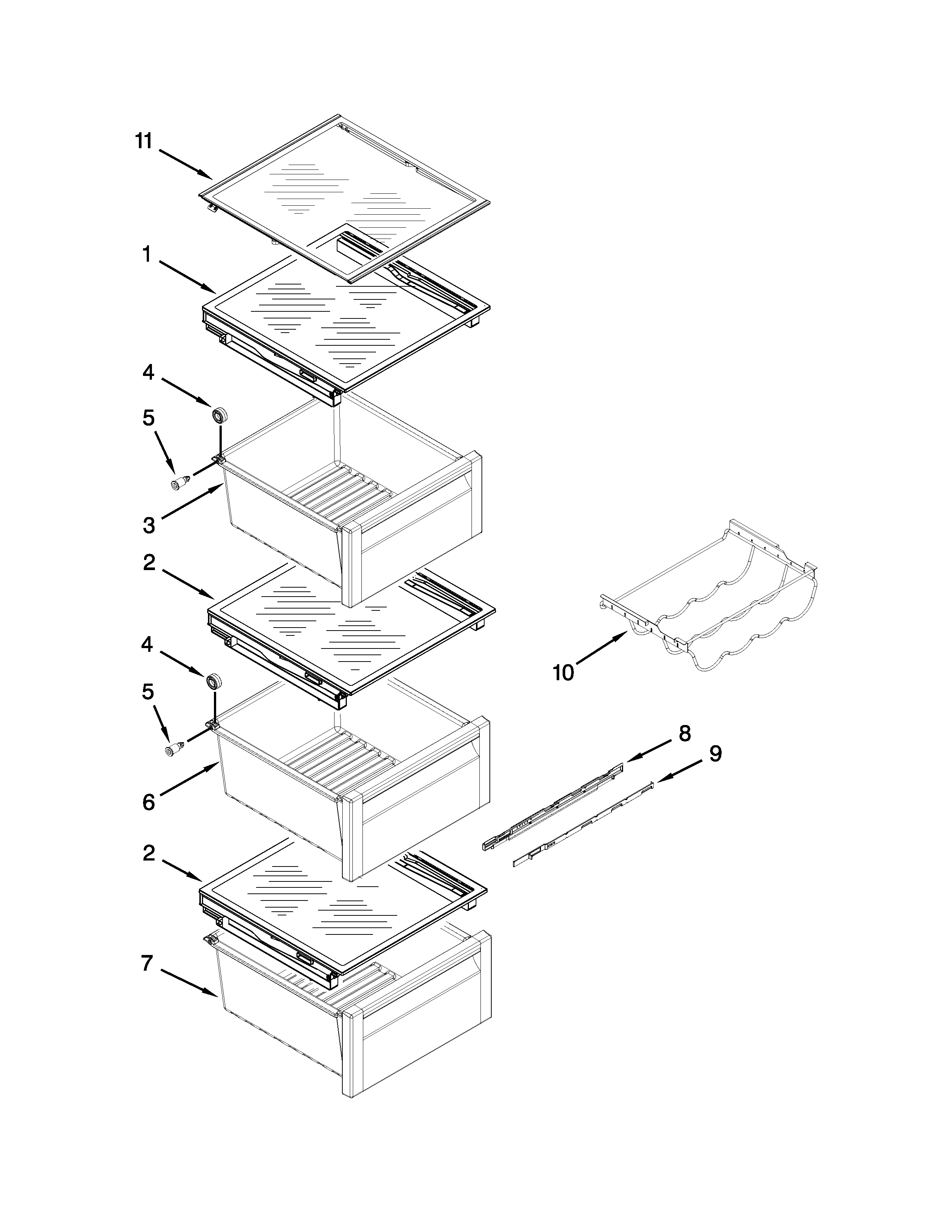 Refrigerator shelf parts