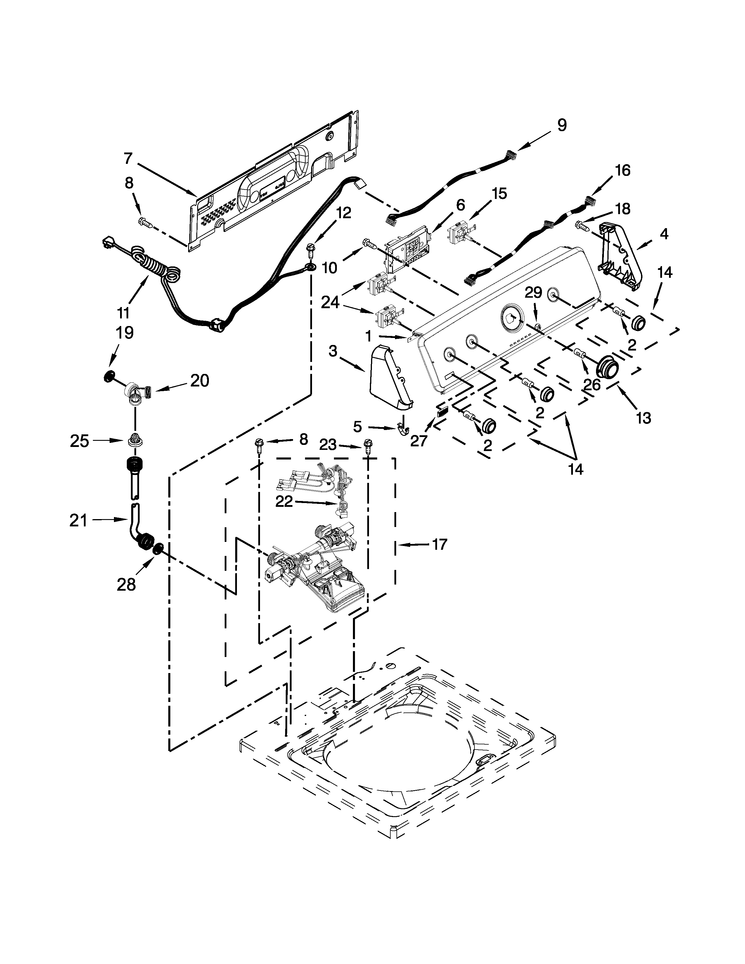 Controls and water inlet parts