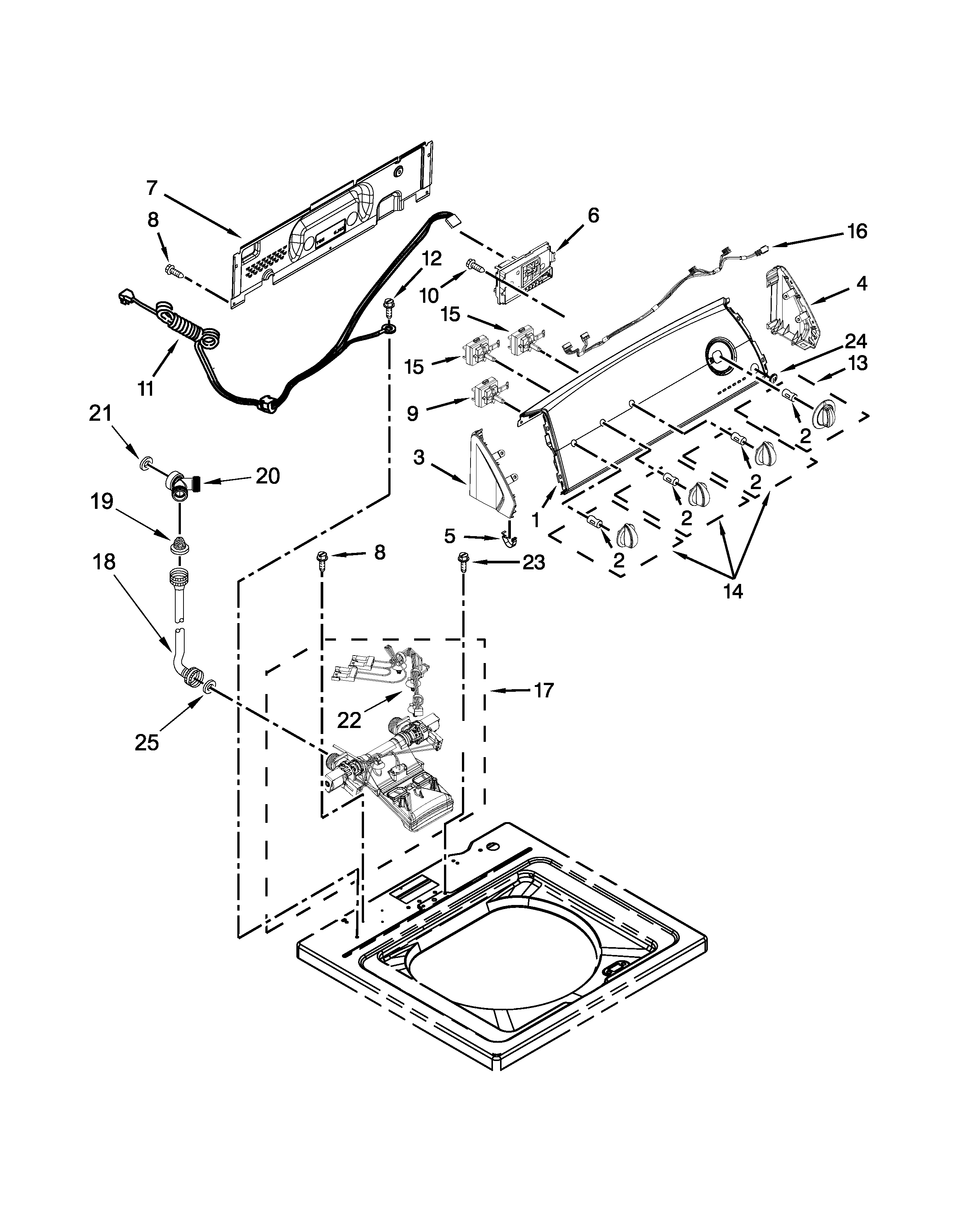 Controls and water inlet parts