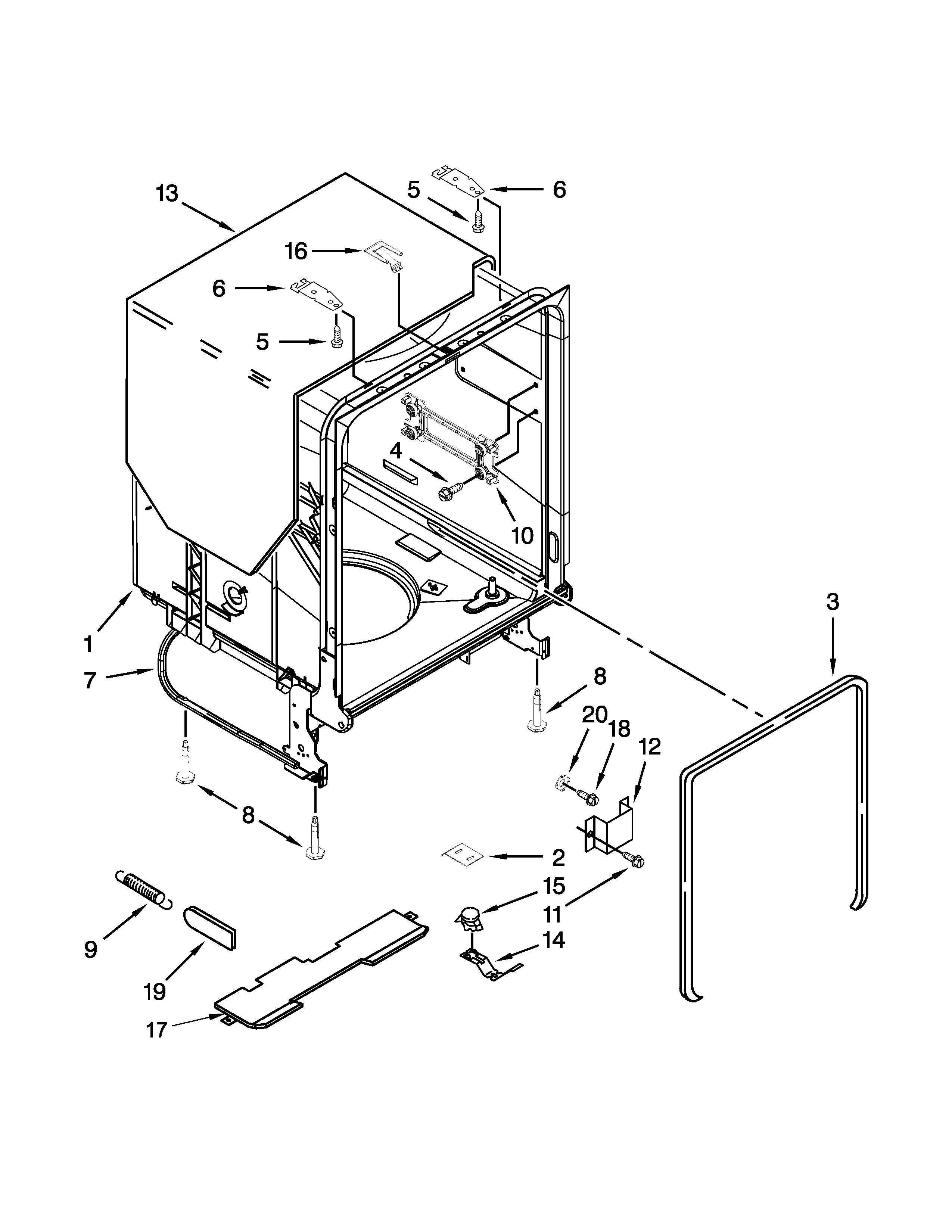 TUB AND FRAME PARTS