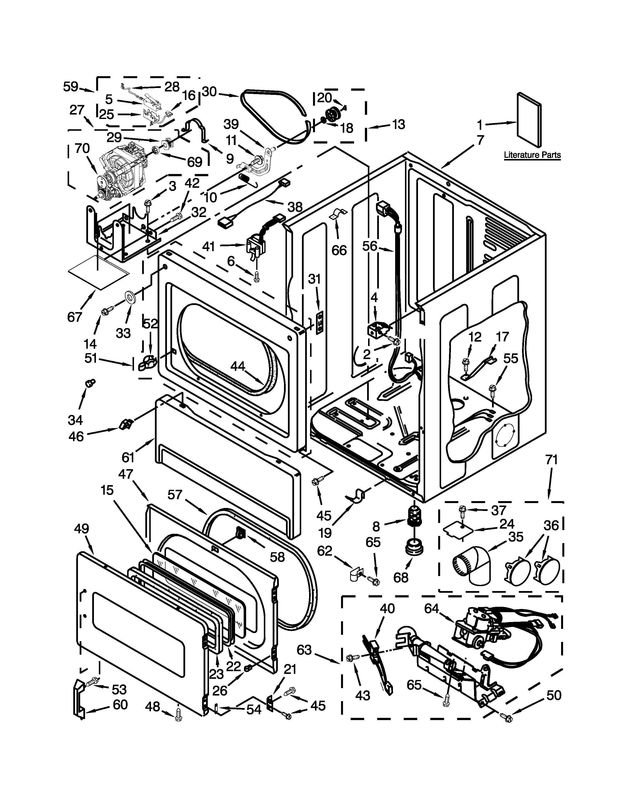 Lower cabinet and front panel parts