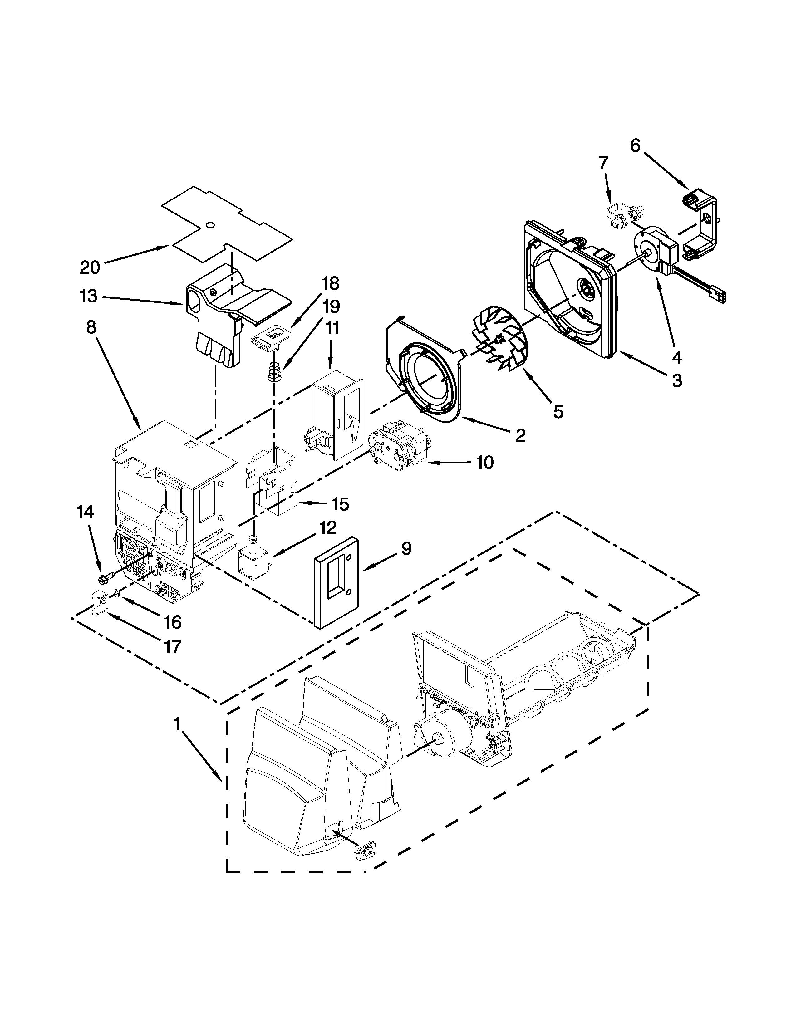 MOTOR AND ICE CONTAINER PARTS