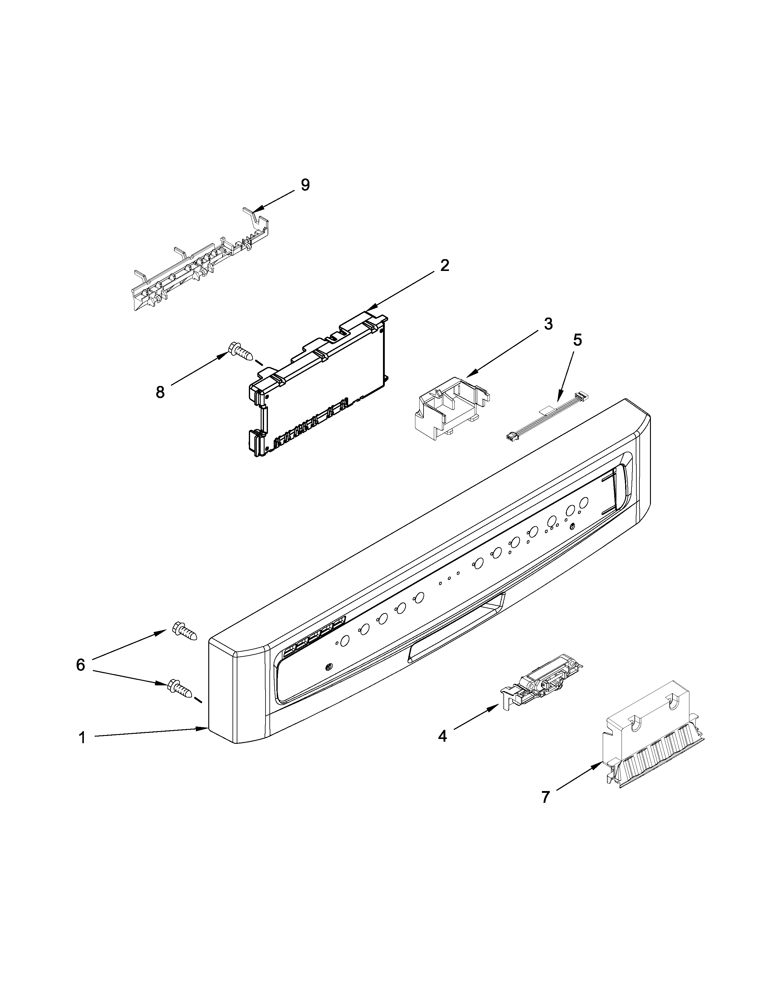 Control panel and latch parts