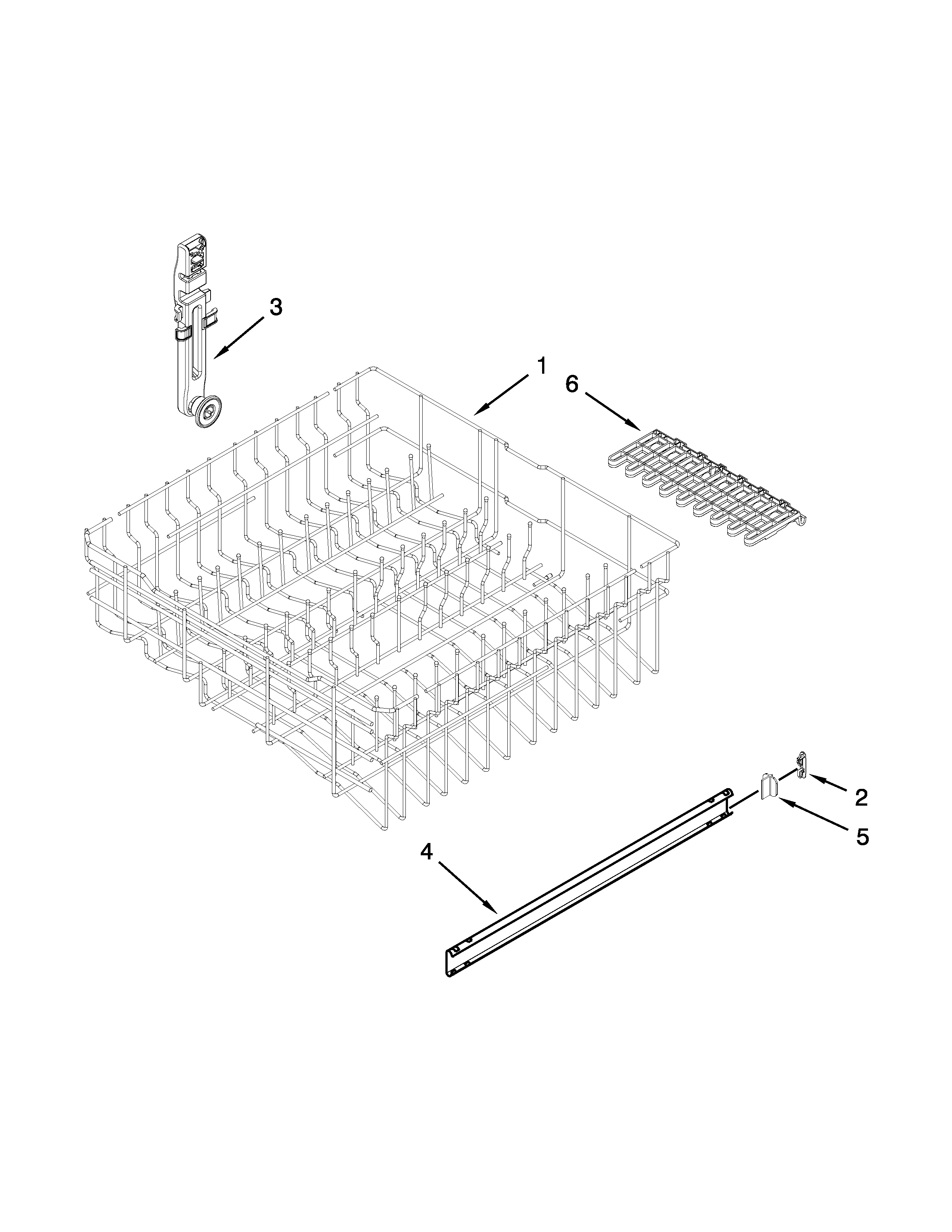 Upper rack and track parts