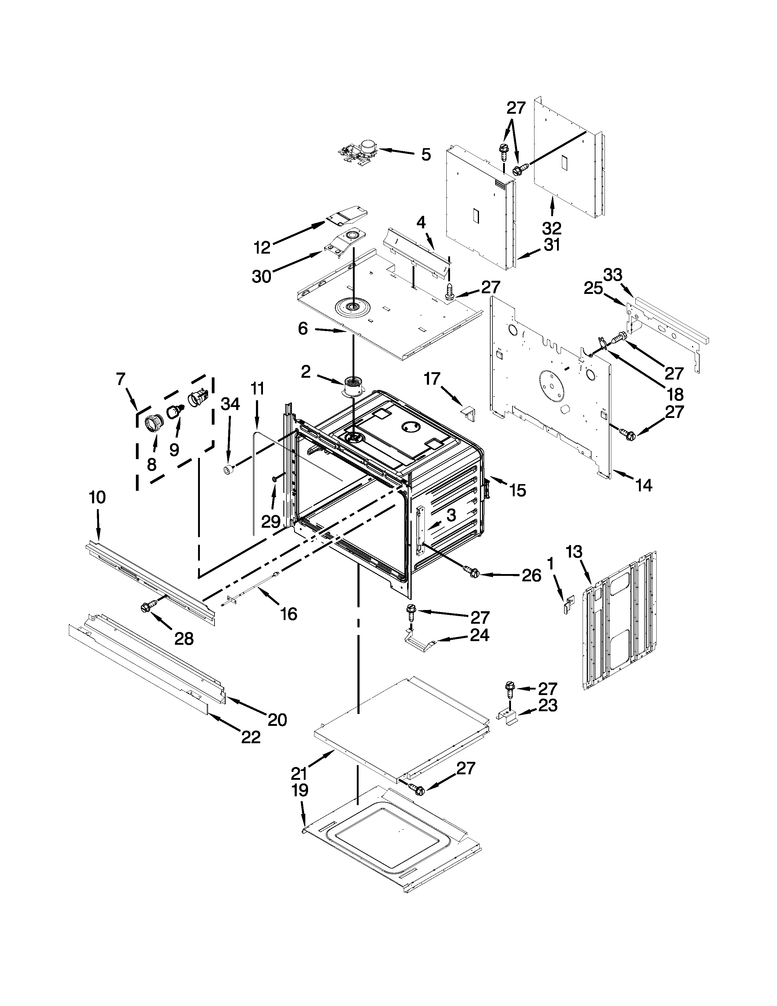 Upper oven parts