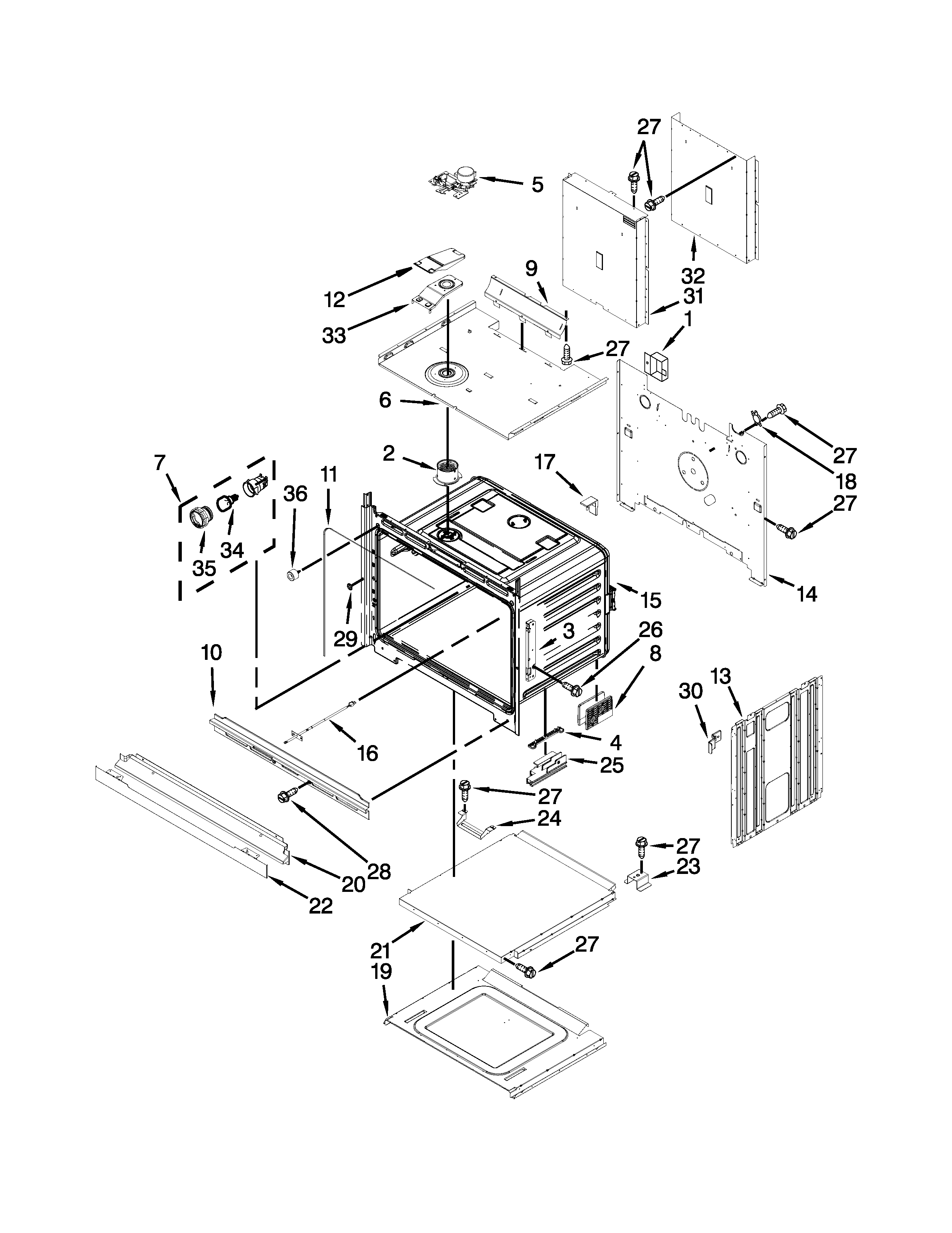 Lower oven parts