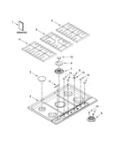 Cooktop, burner and grate parts