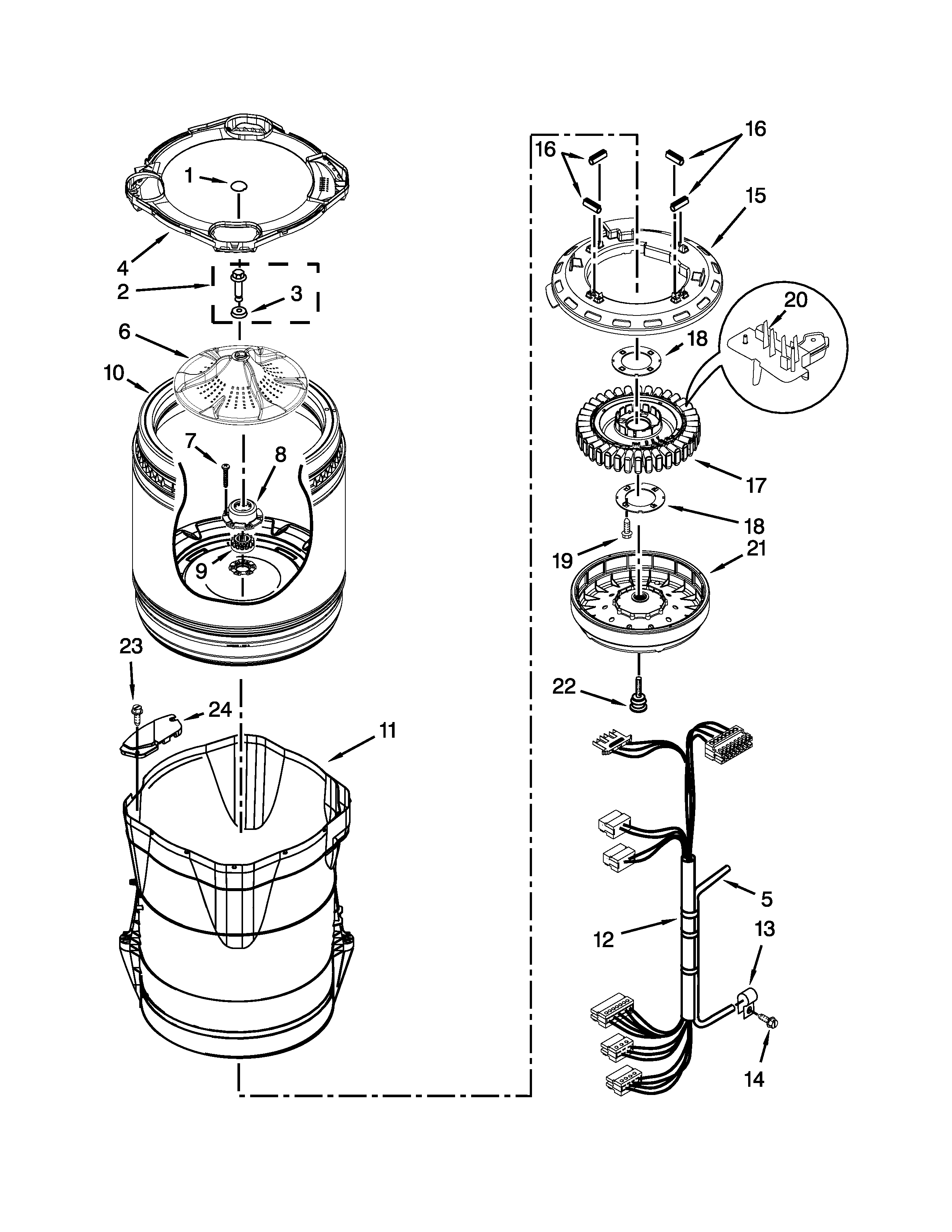 MOTOR, BASKET AND TUB PARTS