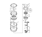 Whirlpool WTW8540BW1 motor, basket and tub parts diagram