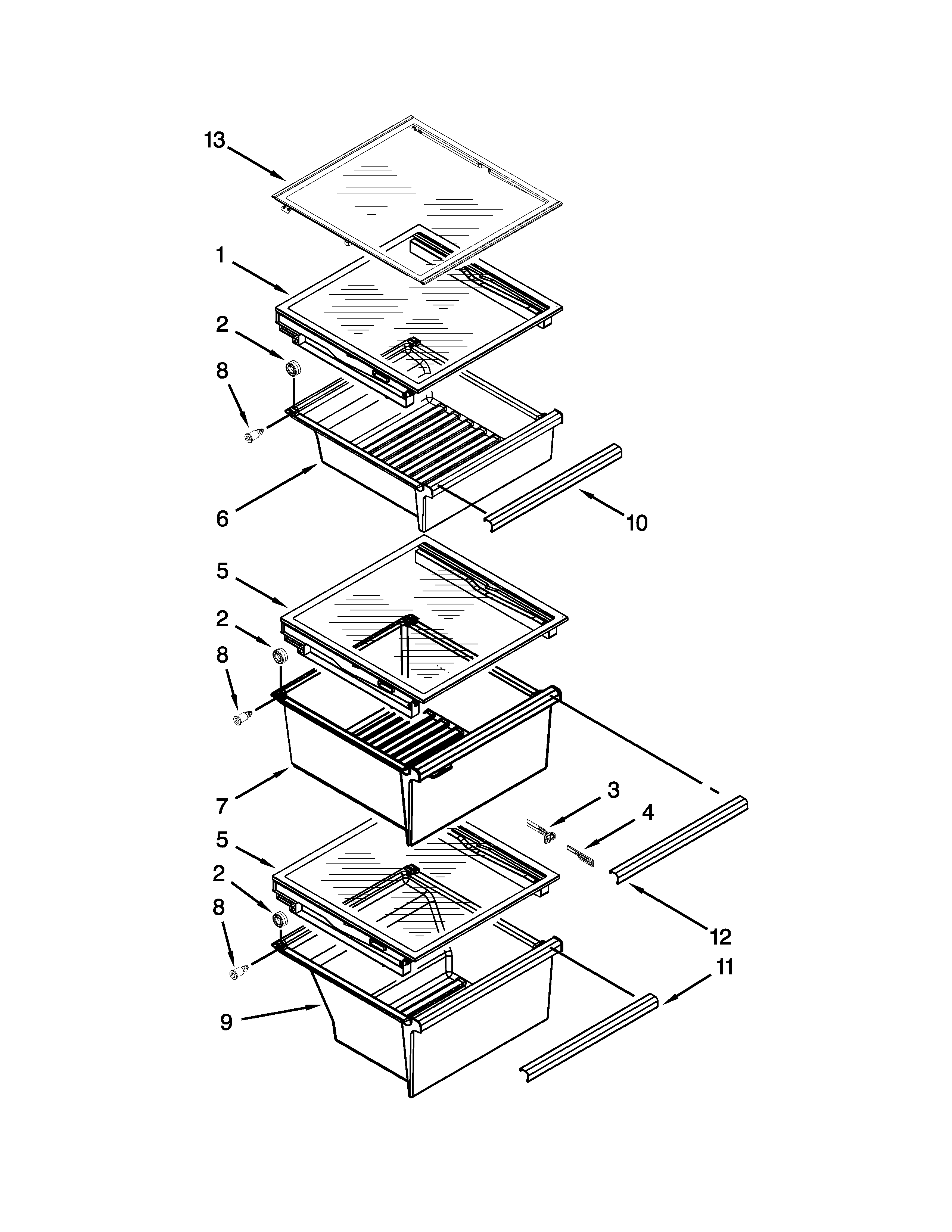Refrigerator shelf parts