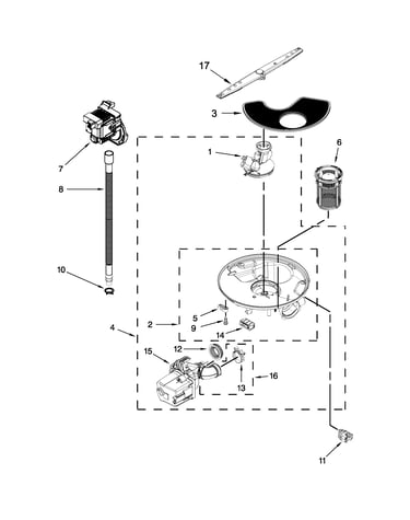 Pump, washarm and motor parts