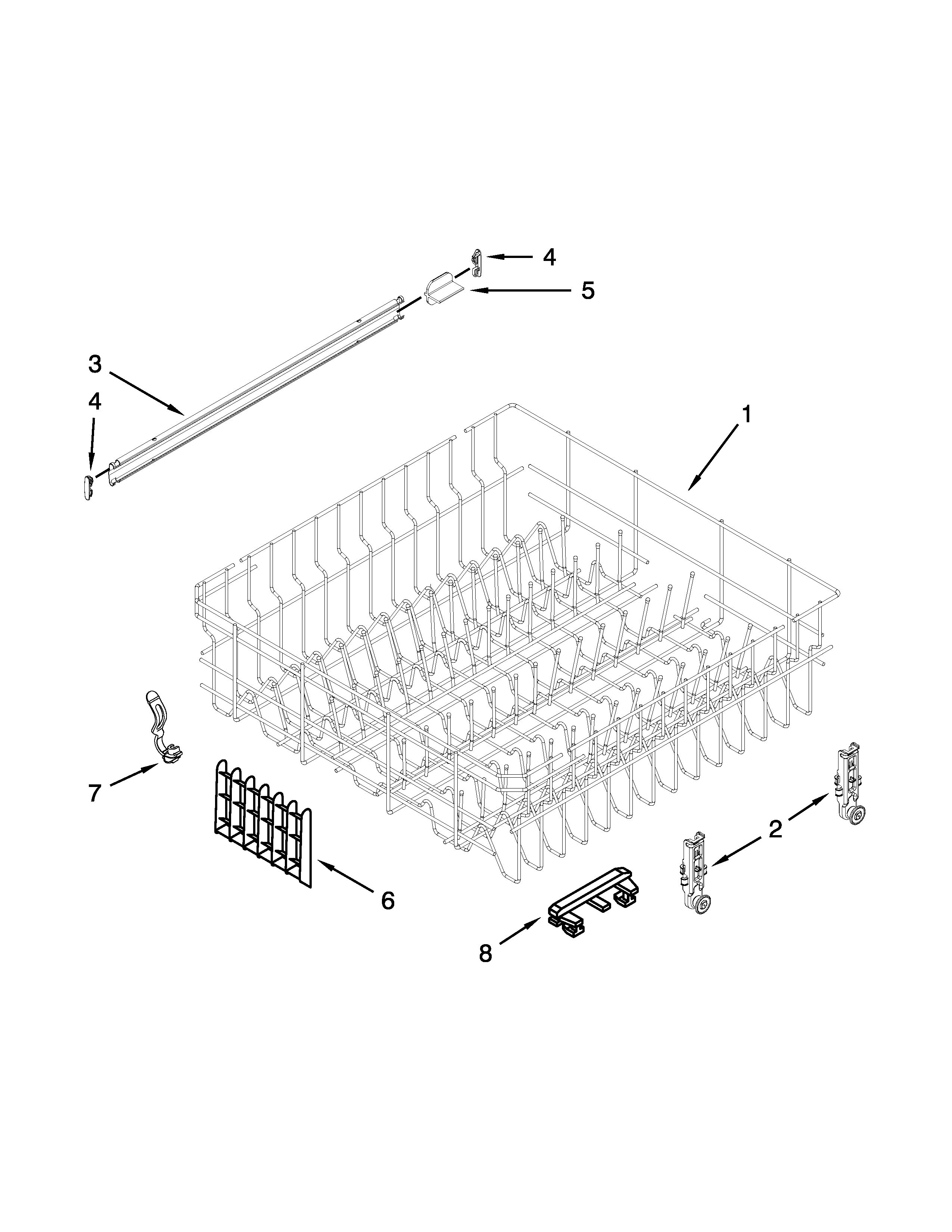 Upper rack and track parts