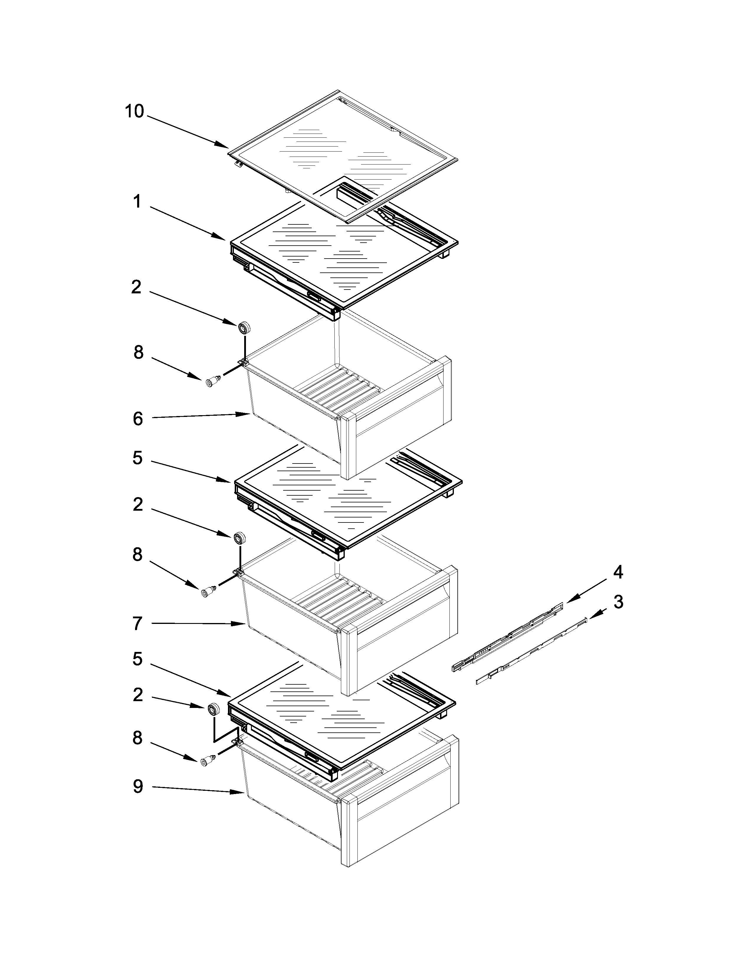 Refrigerator shelf parts