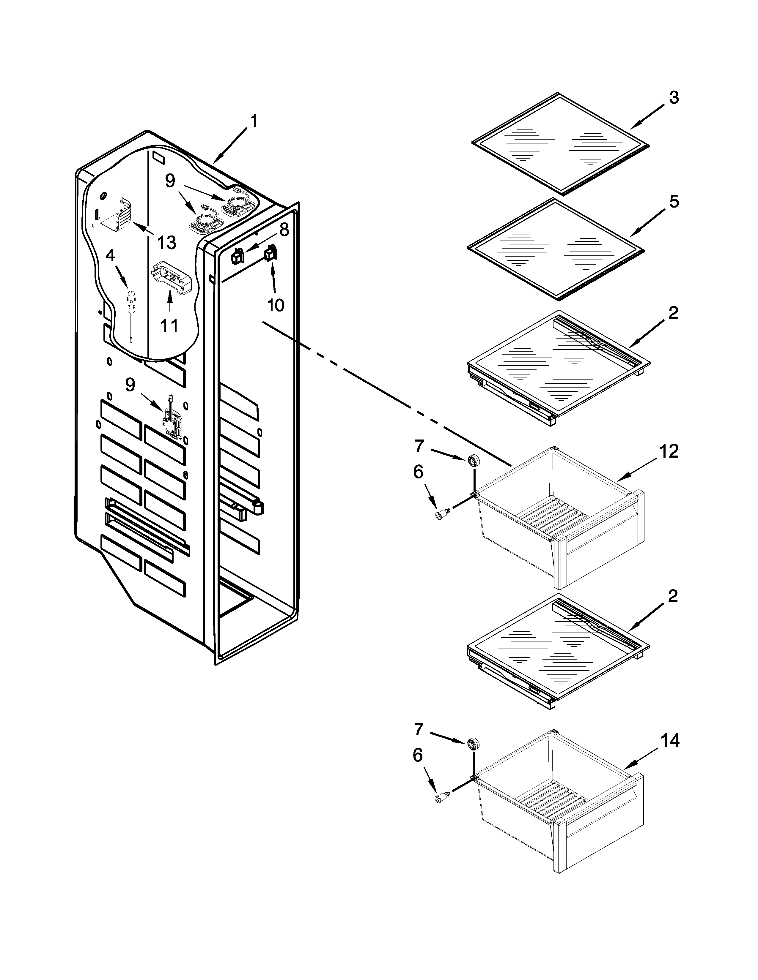 Freezer liner parts