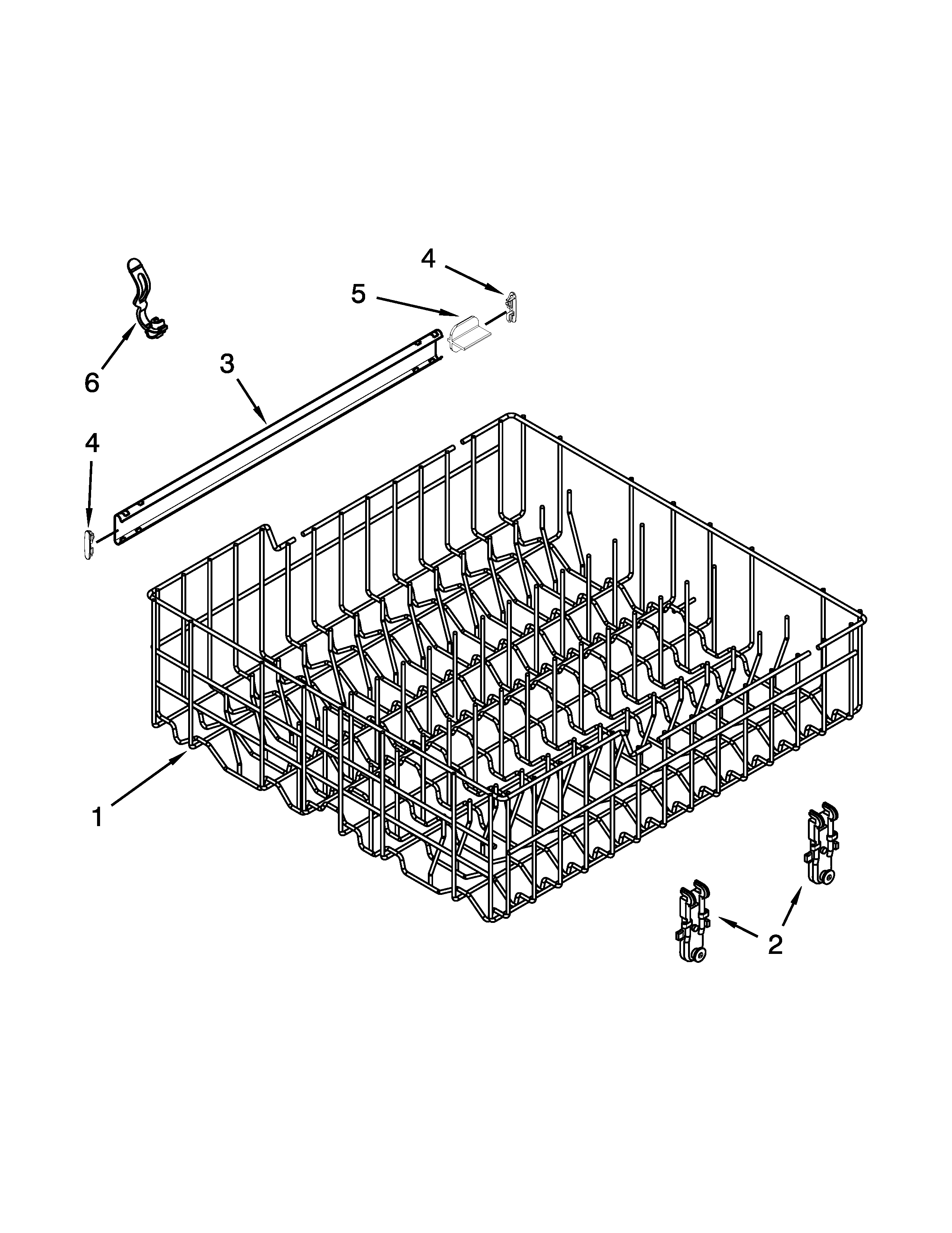 Upper rack and track parts