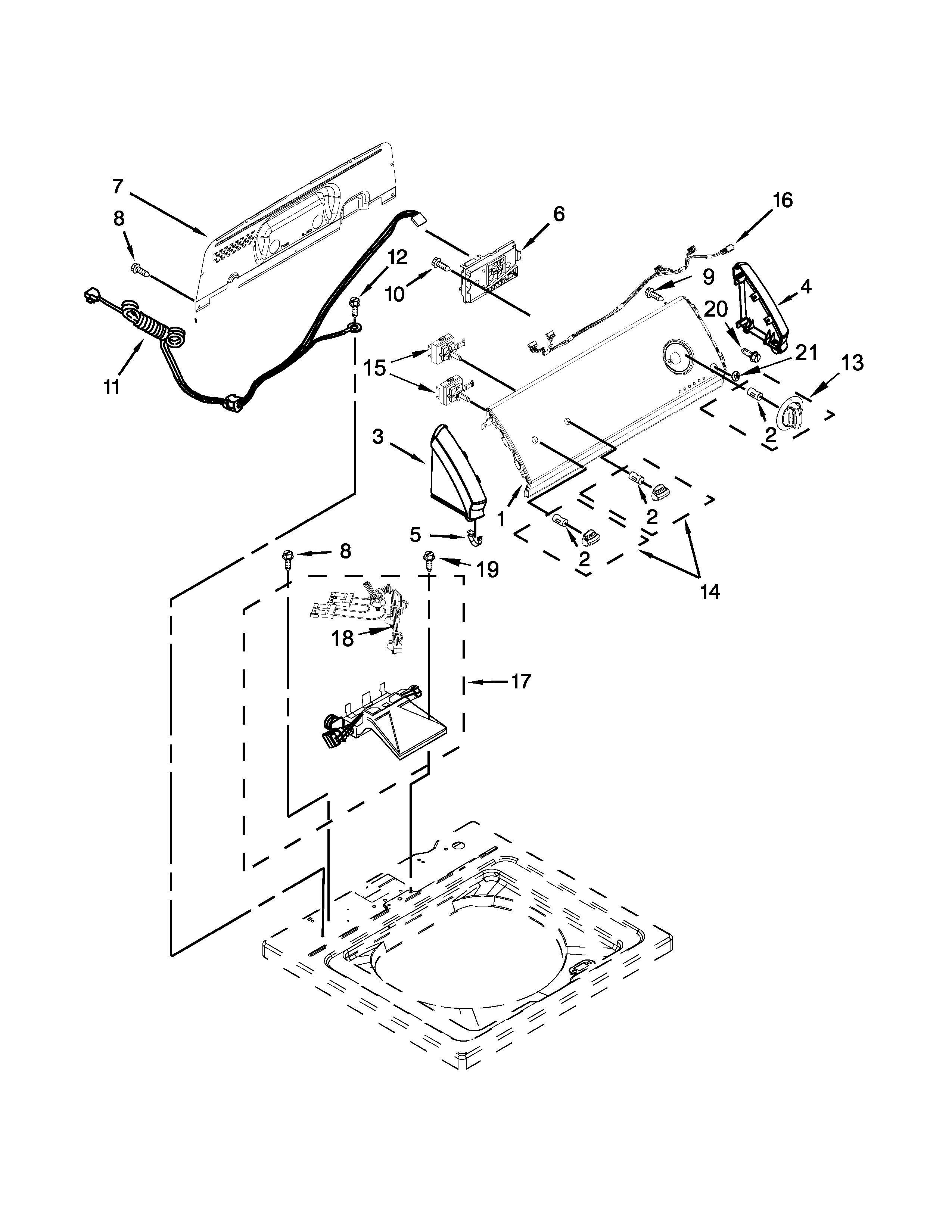 Controls and water inlet parts