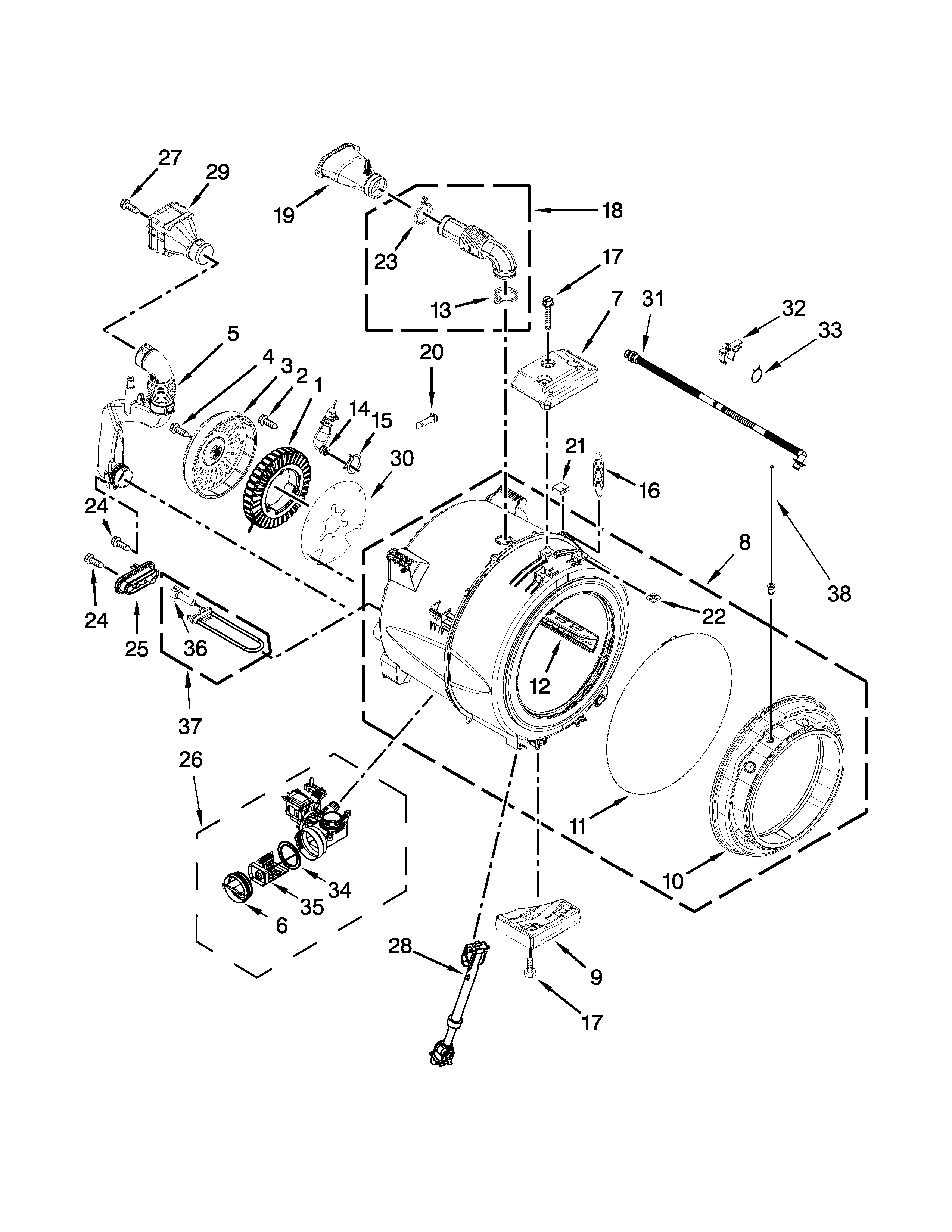 Tub and basket parts