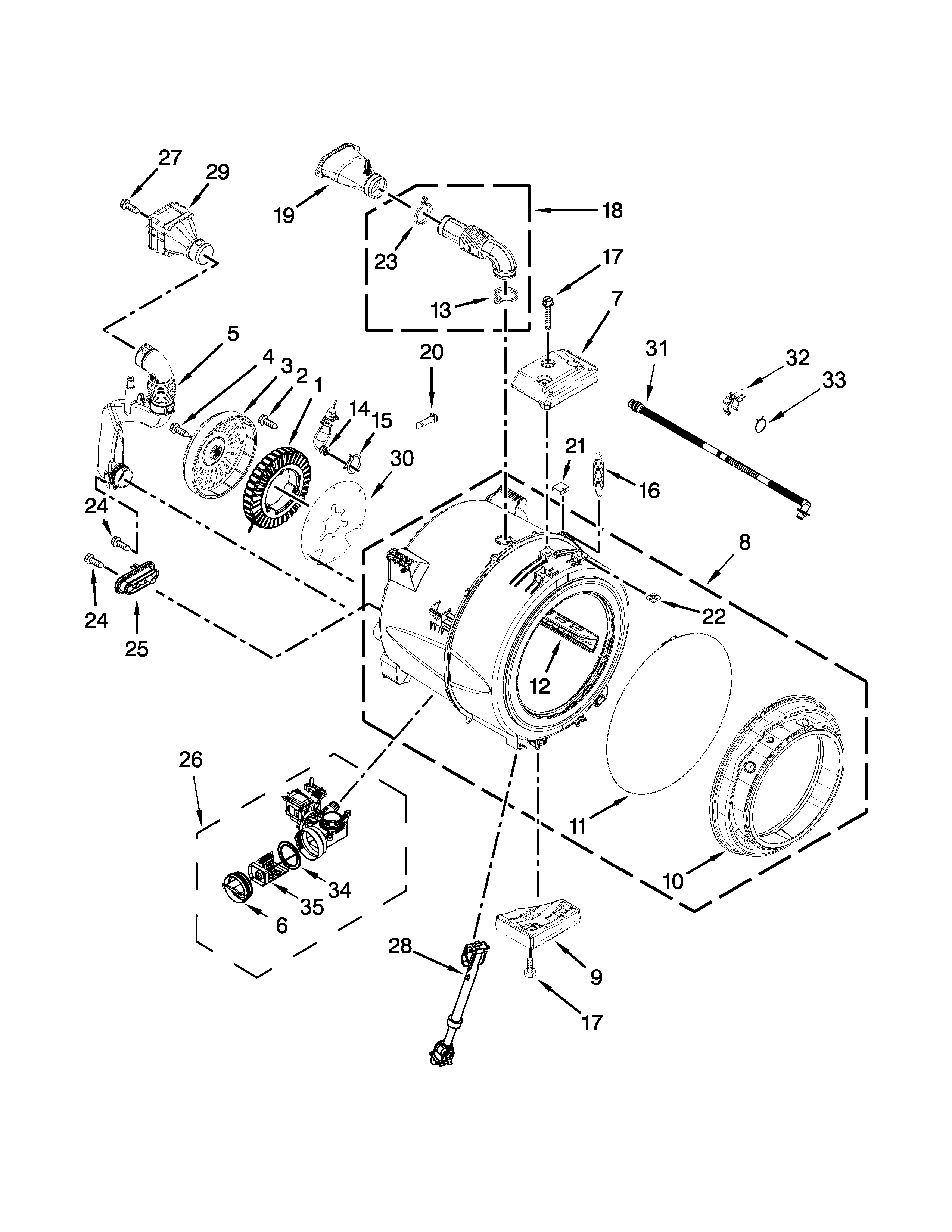 Tub and basket parts
