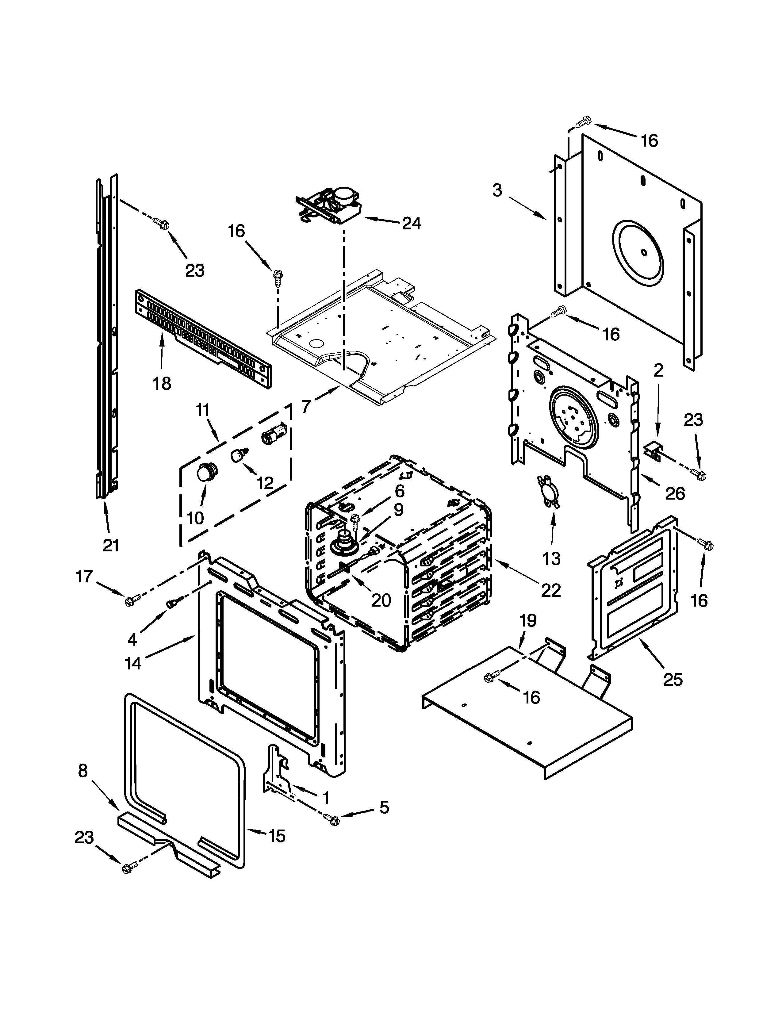 Upper oven parts