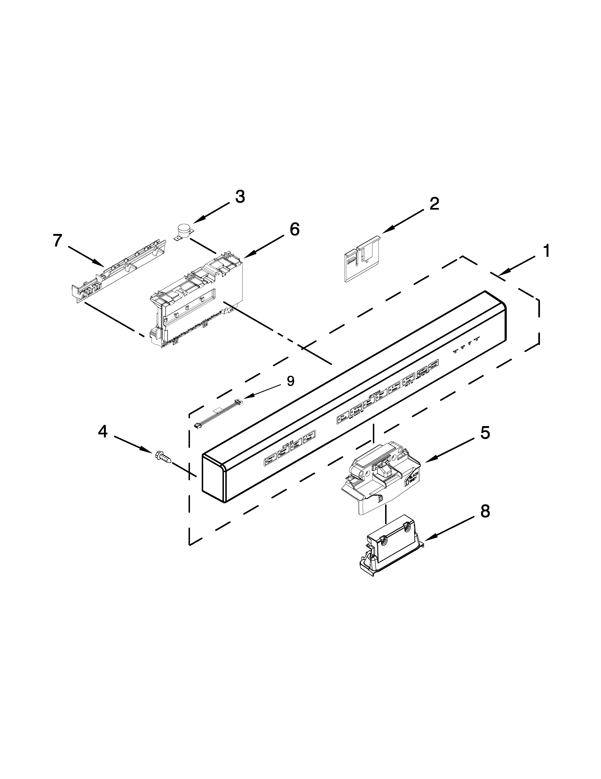 Control panel and latch parts