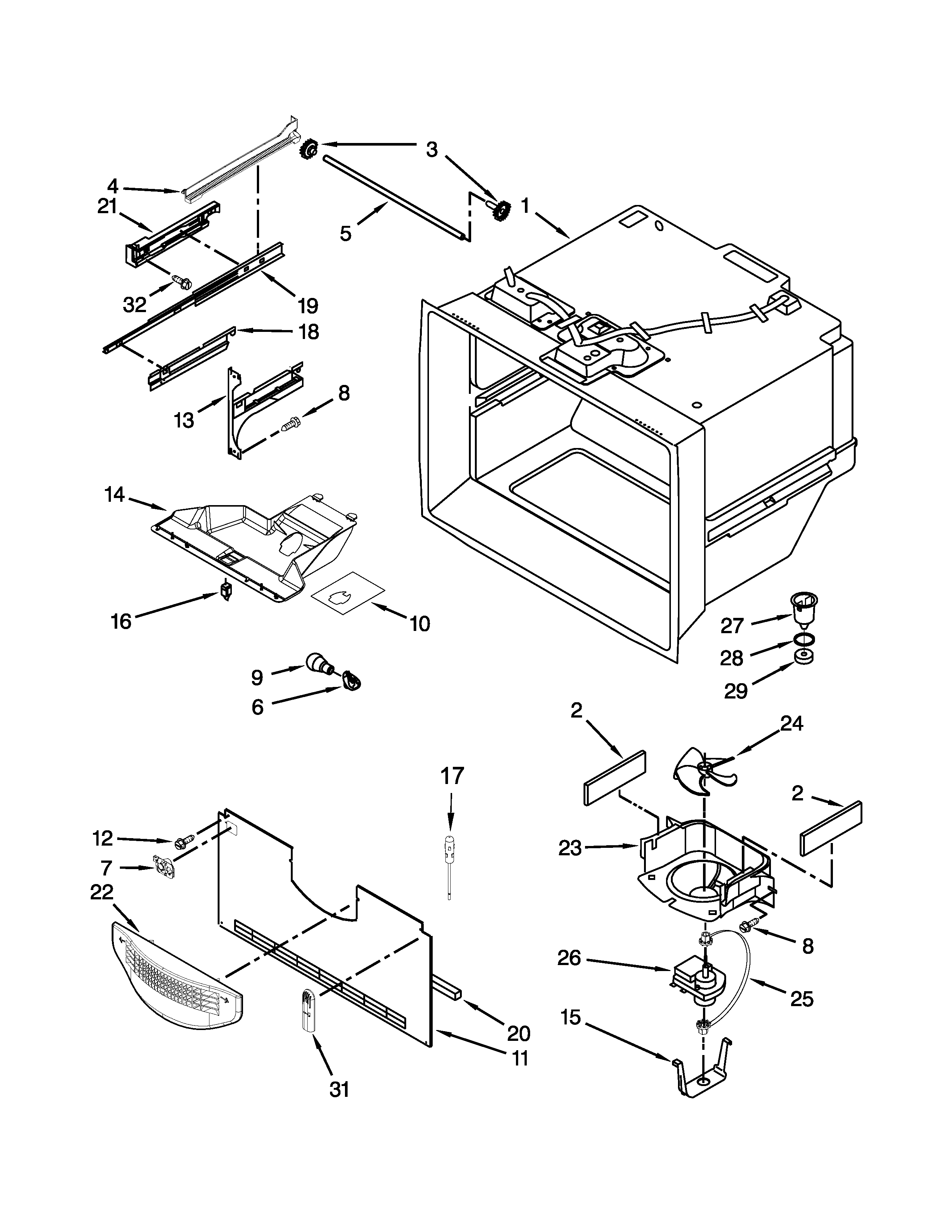 Freezer liner parts