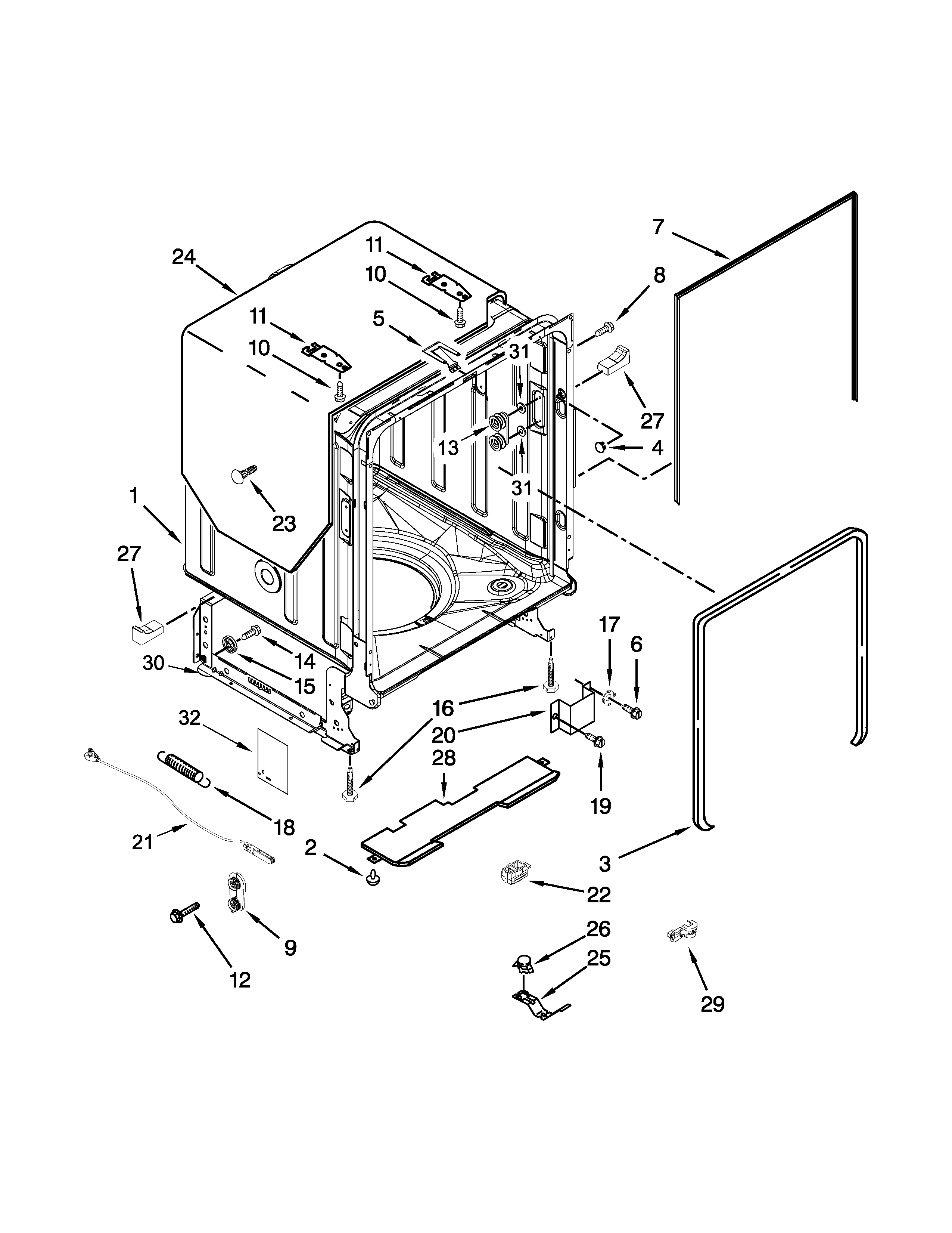 TUB AND FRAME PARTS