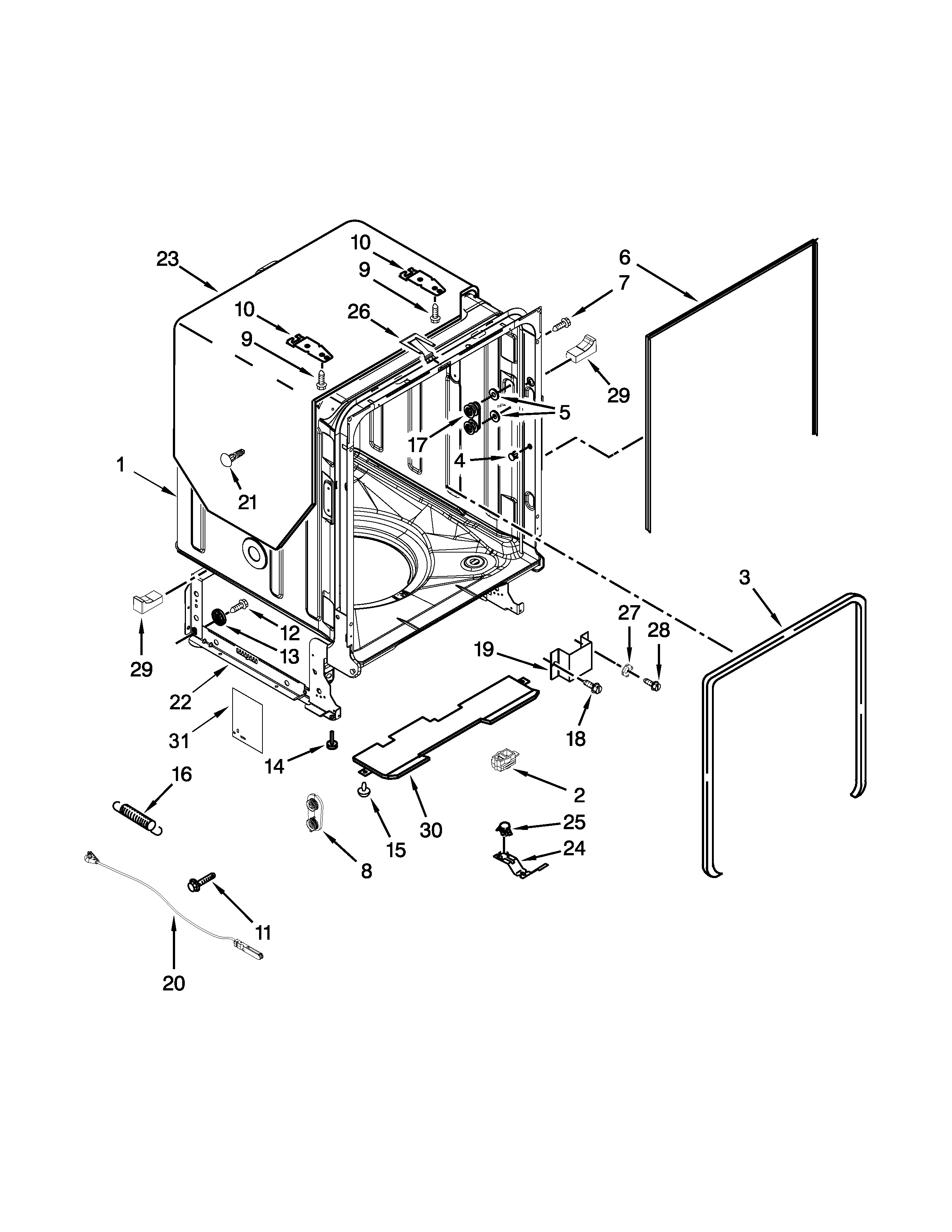 TUB AND FRAME PARTS