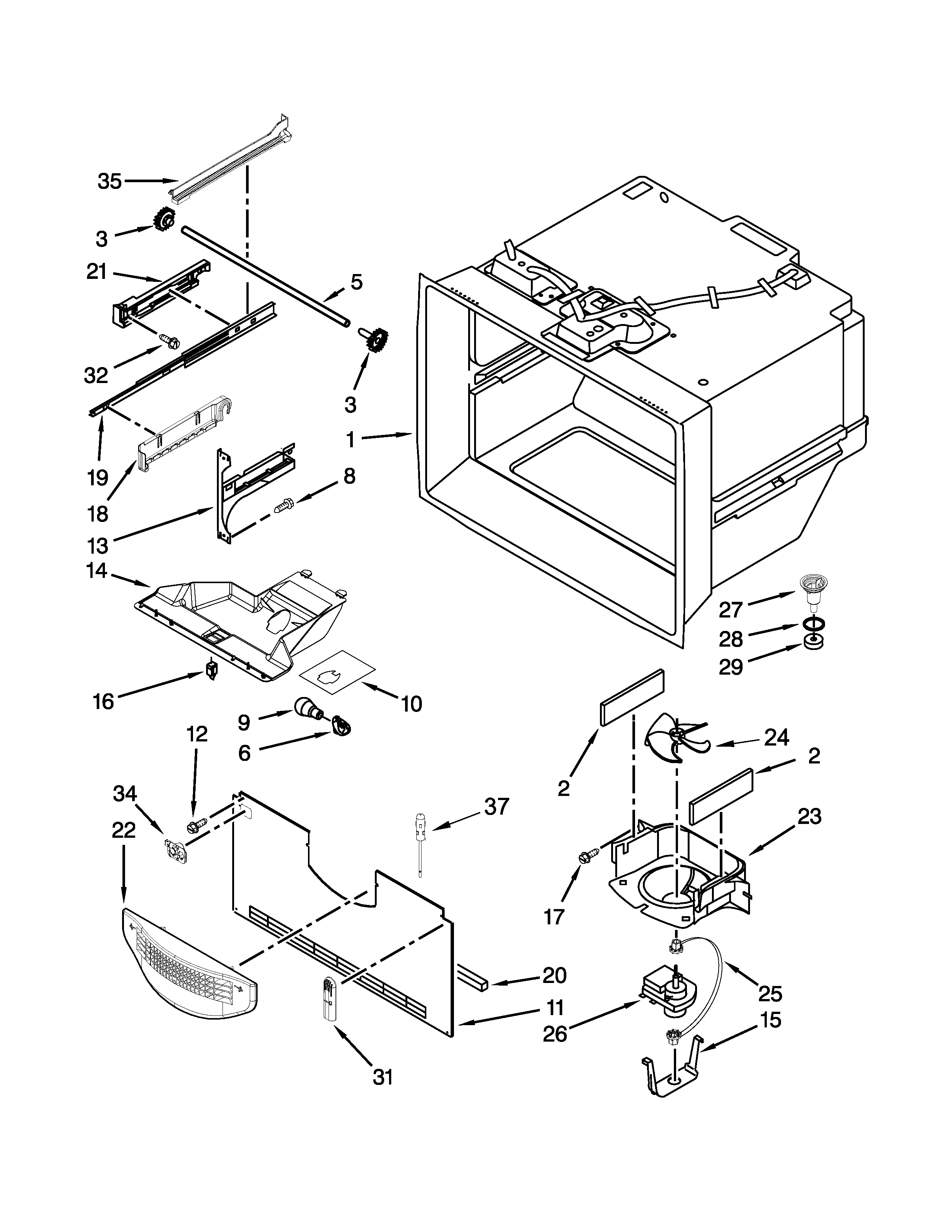 Freezer liner parts