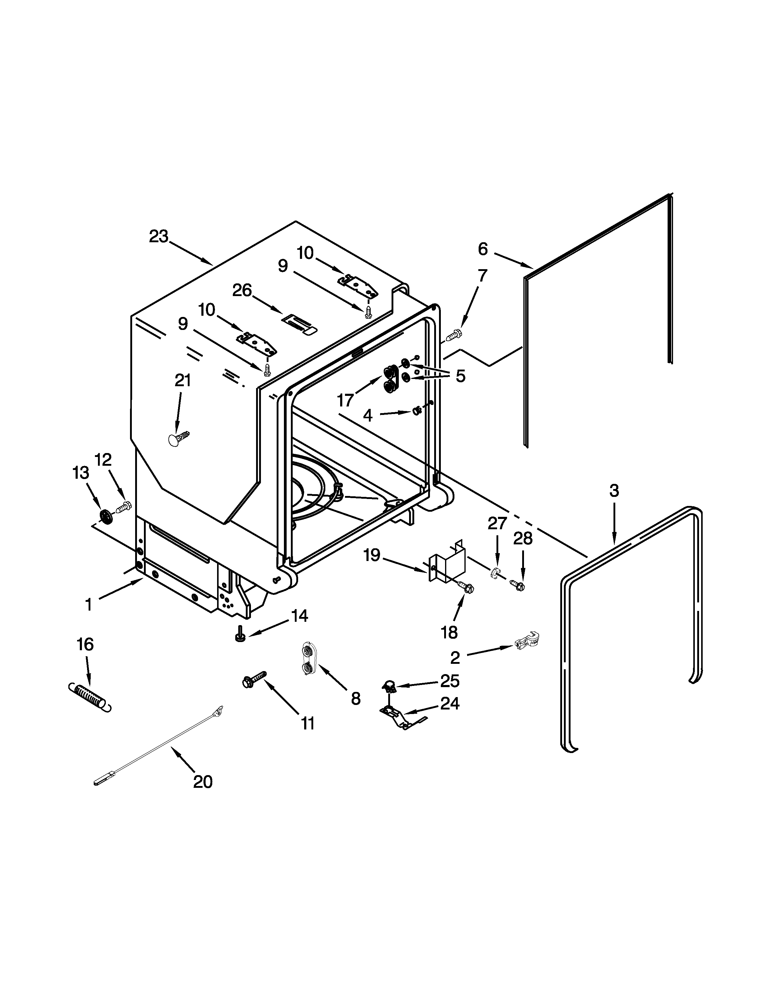 TUB AND FRAME PARTS