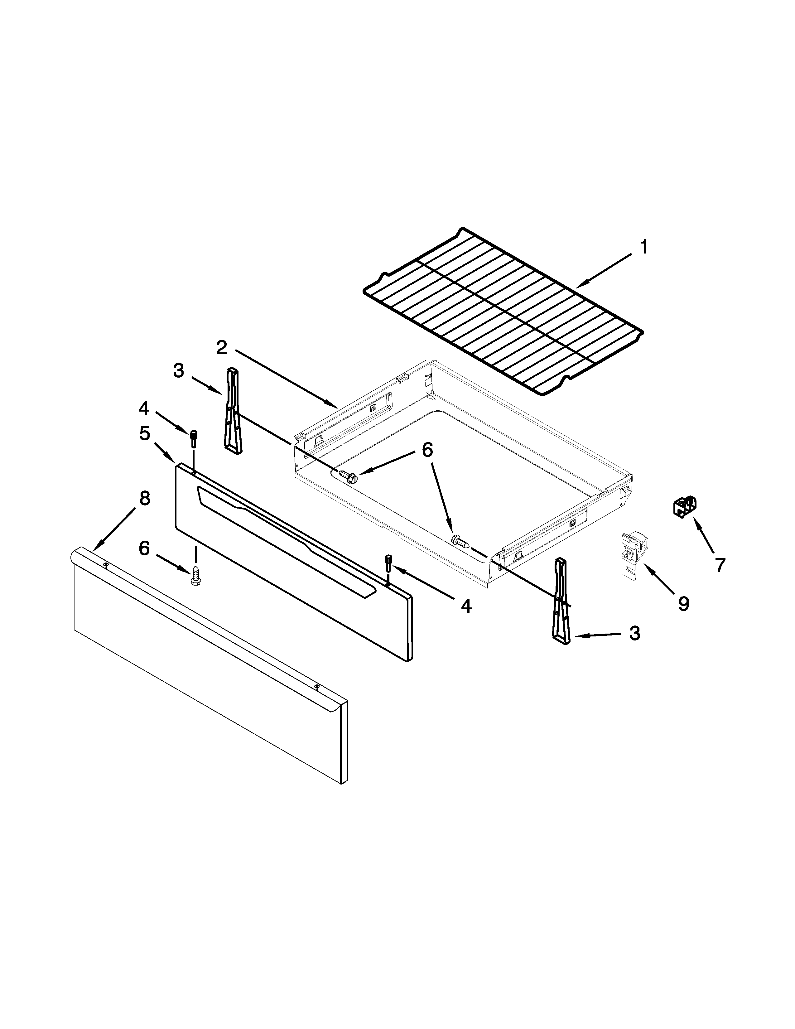 Drawer and rack parts