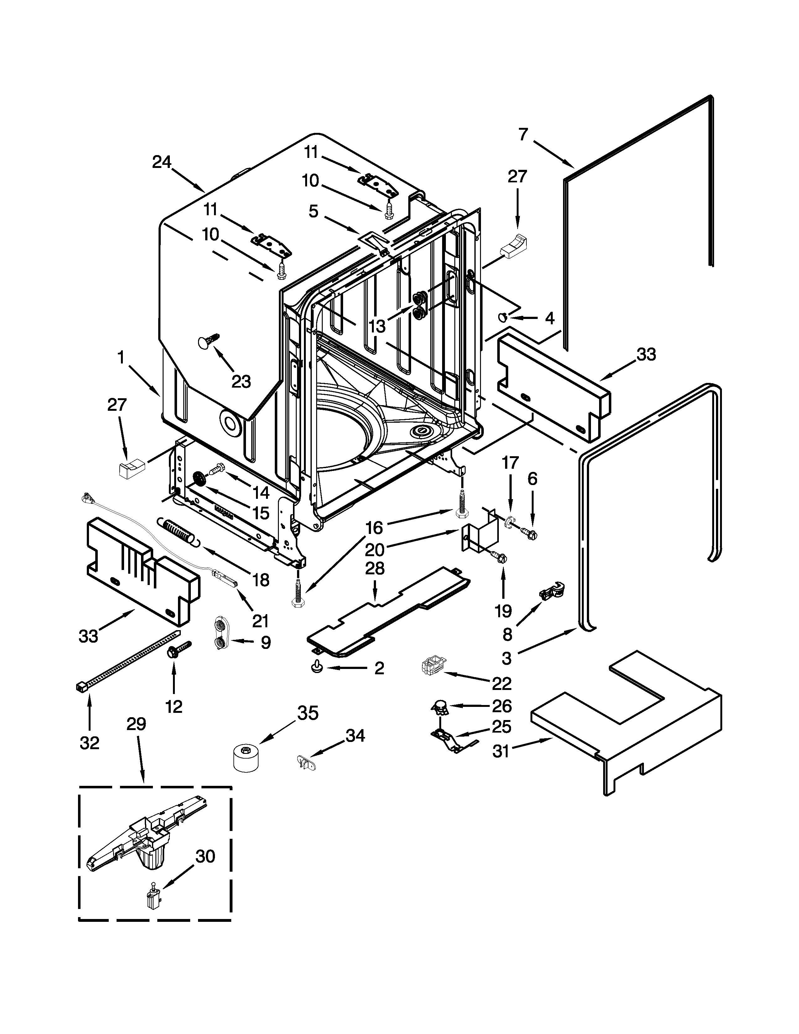 TUB AND FRAME PARTS