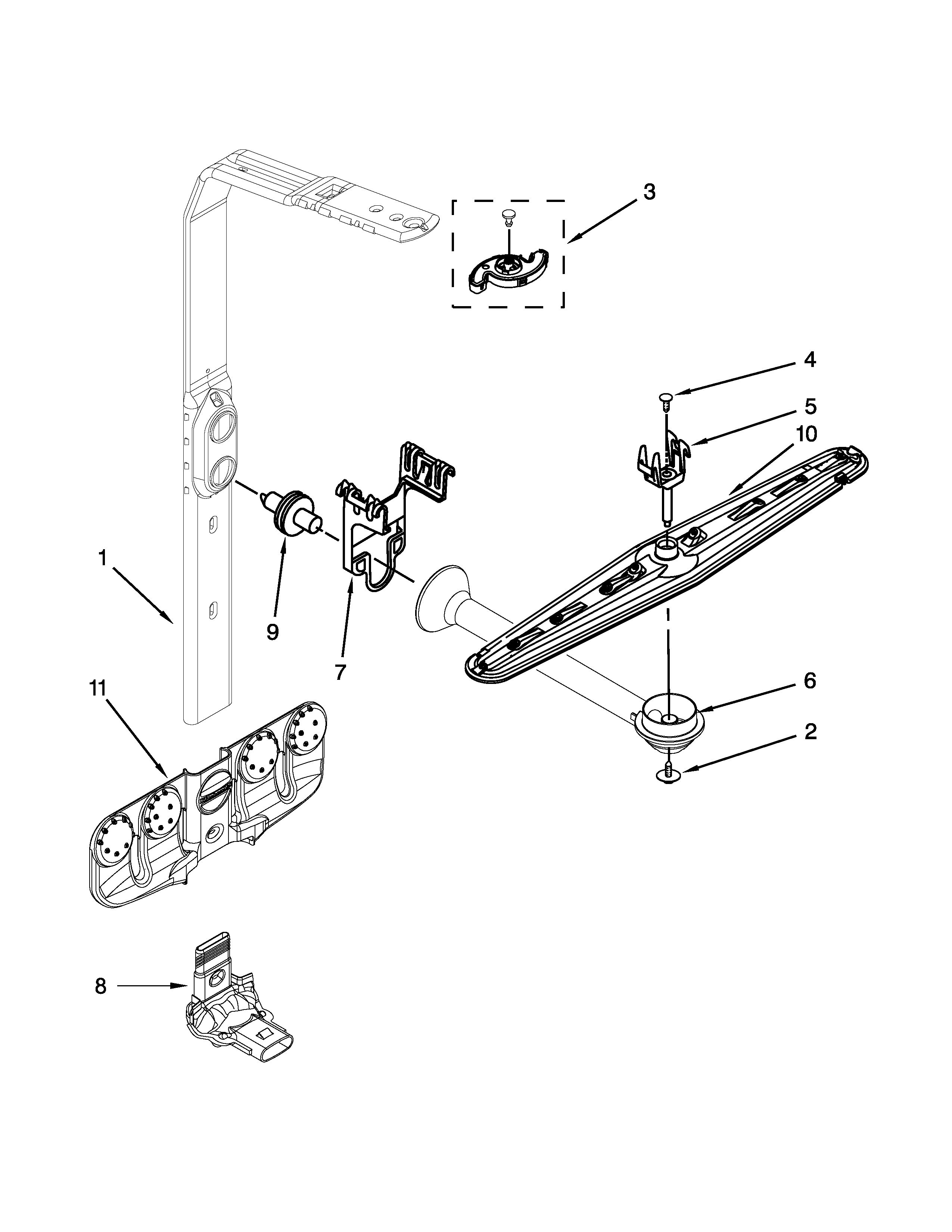 UPPER WASH AND RINSE PARTS