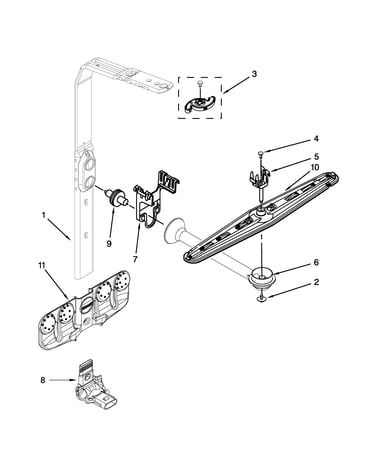 Upper wash and rinse parts