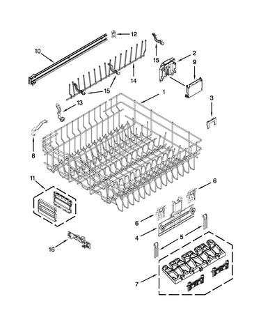 Upper rack and track parts