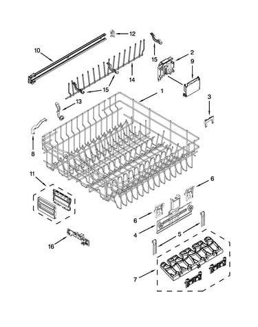 Upper rack and track parts