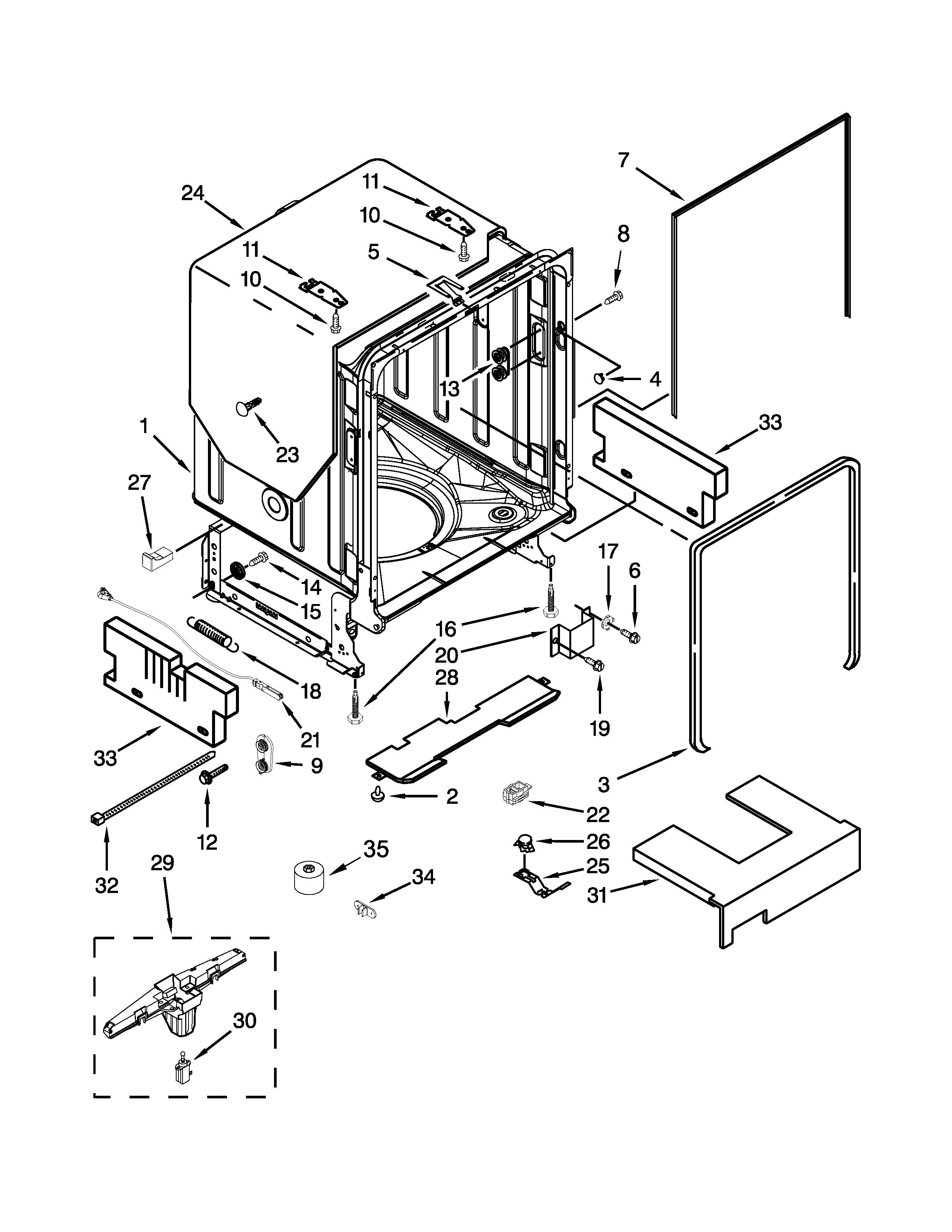 TUB AND FRAME PARTS