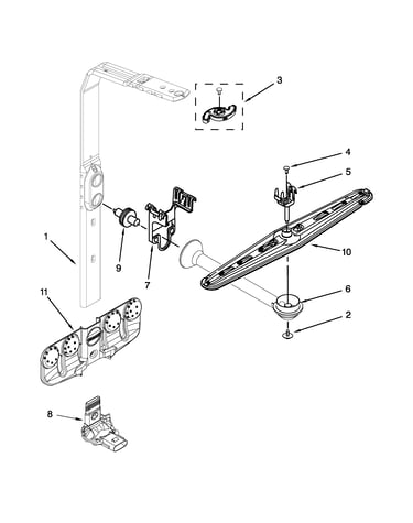 Upper wash and rinse parts